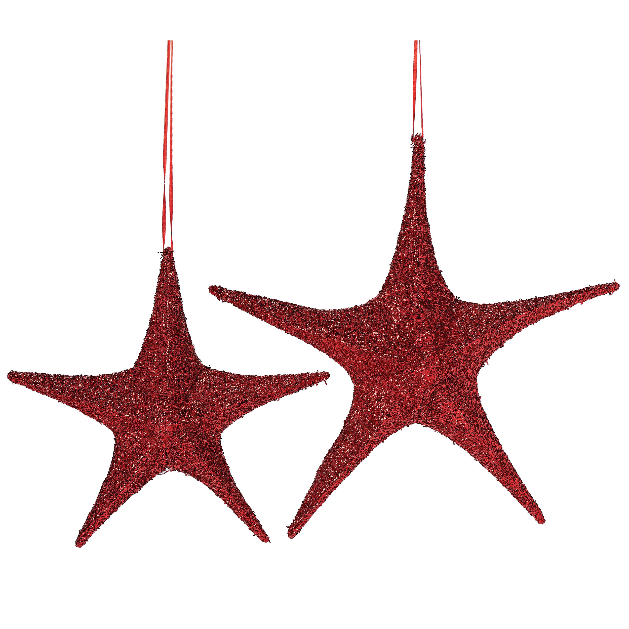 Red Glitter Star Hanging decor 2-PC Set