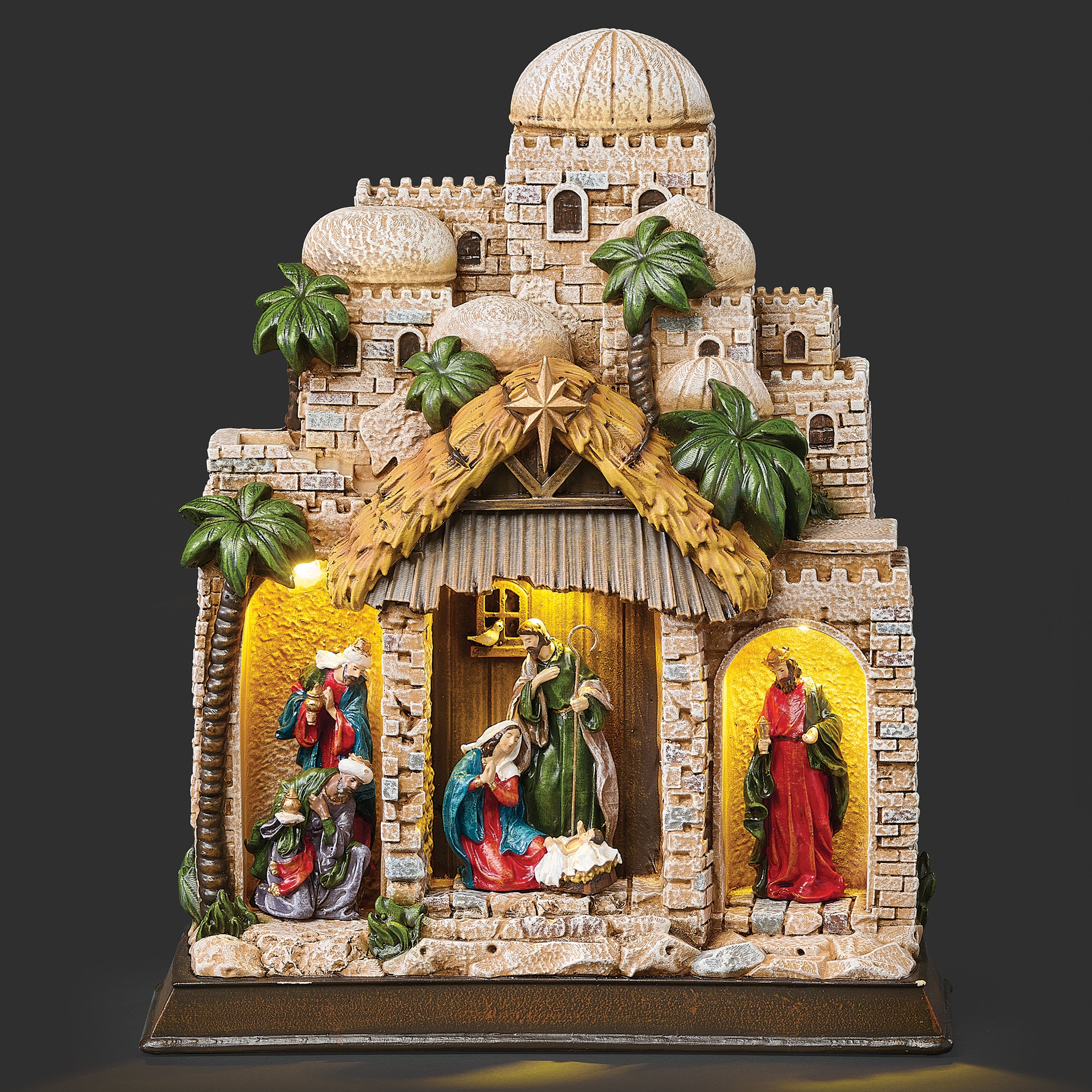 Lighted Nativity in Town Scene