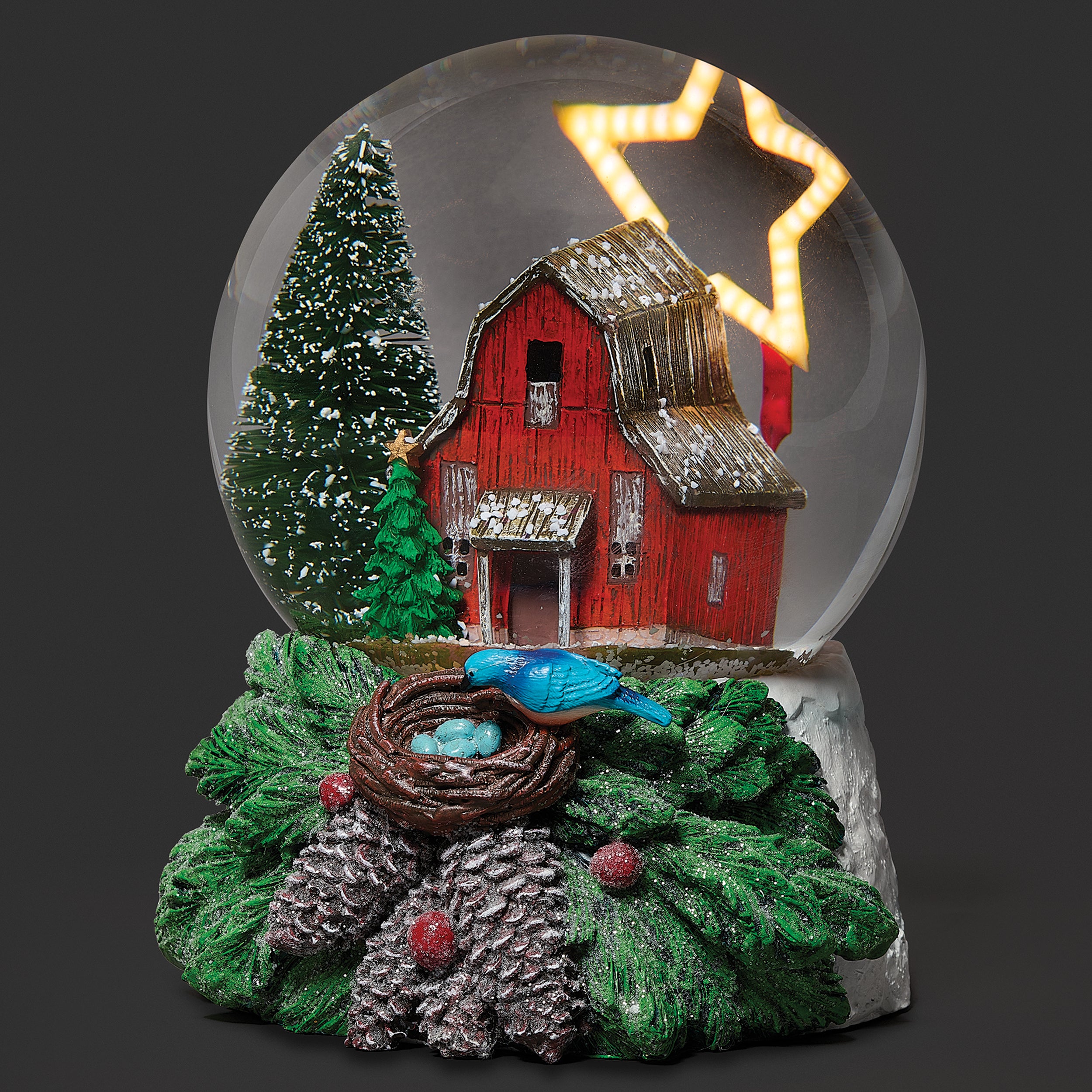 Glitterdome Lighted Star Over Barn