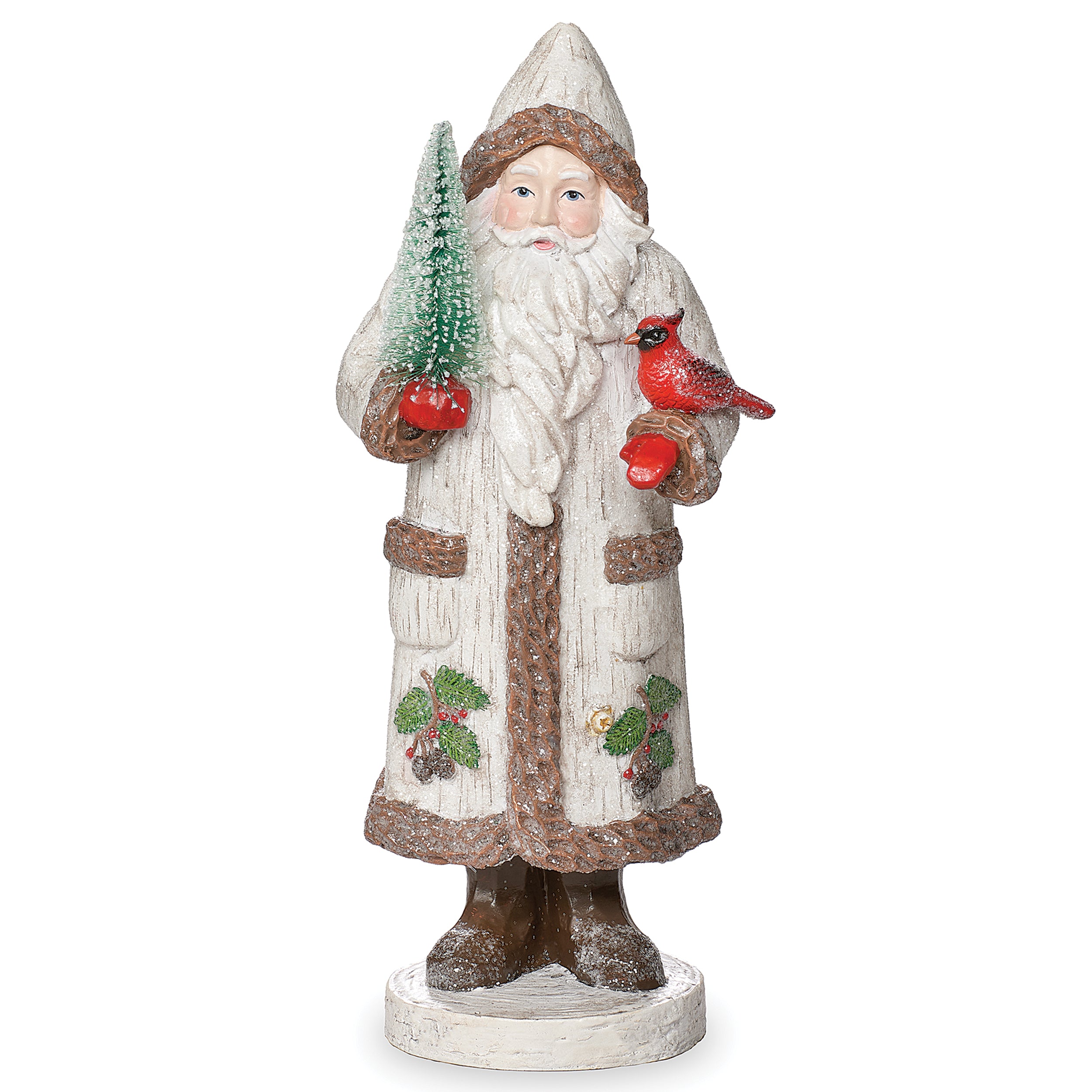 Birch-Look Santa with Tree & Cardinal Figure