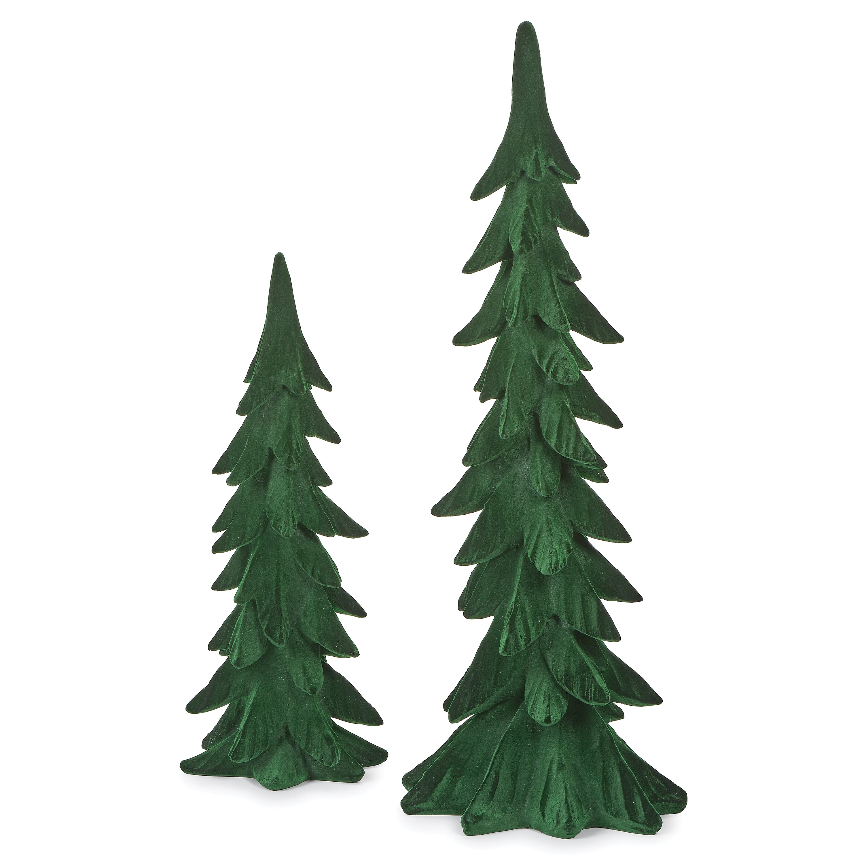 Dark Green Flocked Tree Set