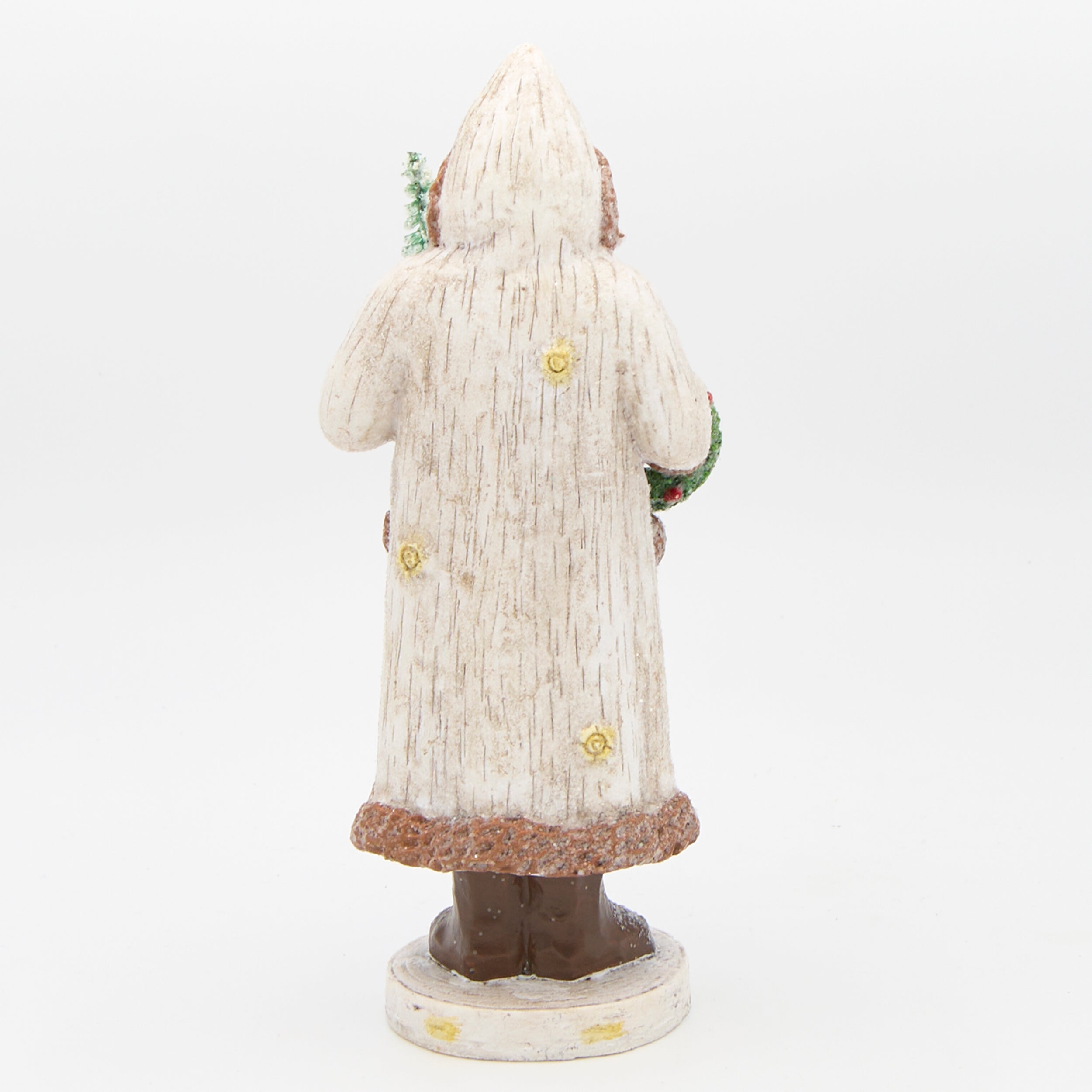 Santa with Tree & Wreath Birch Coat Figure