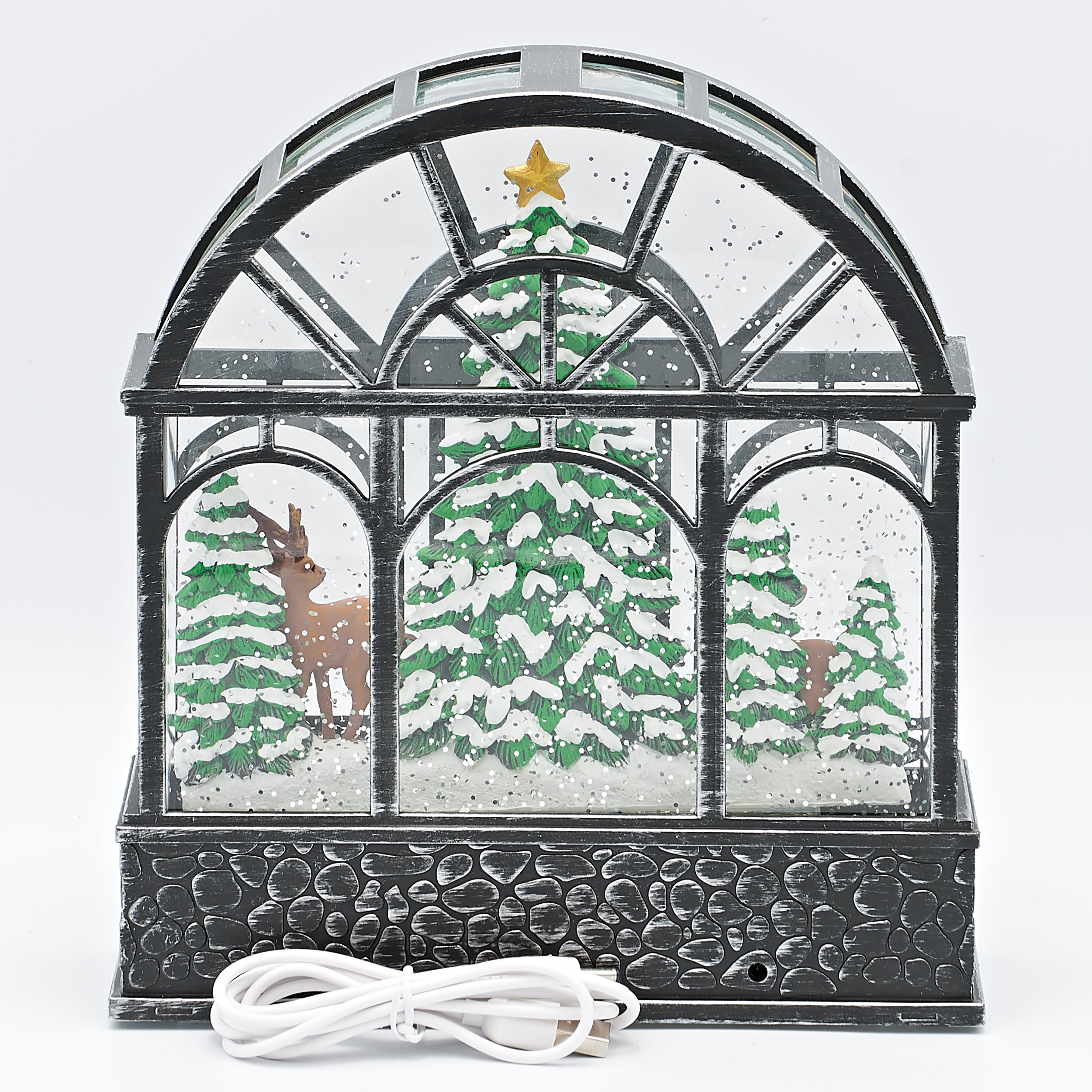 Confetti Lites Lighted Swirl Greenhouse with Woodland Snowmen