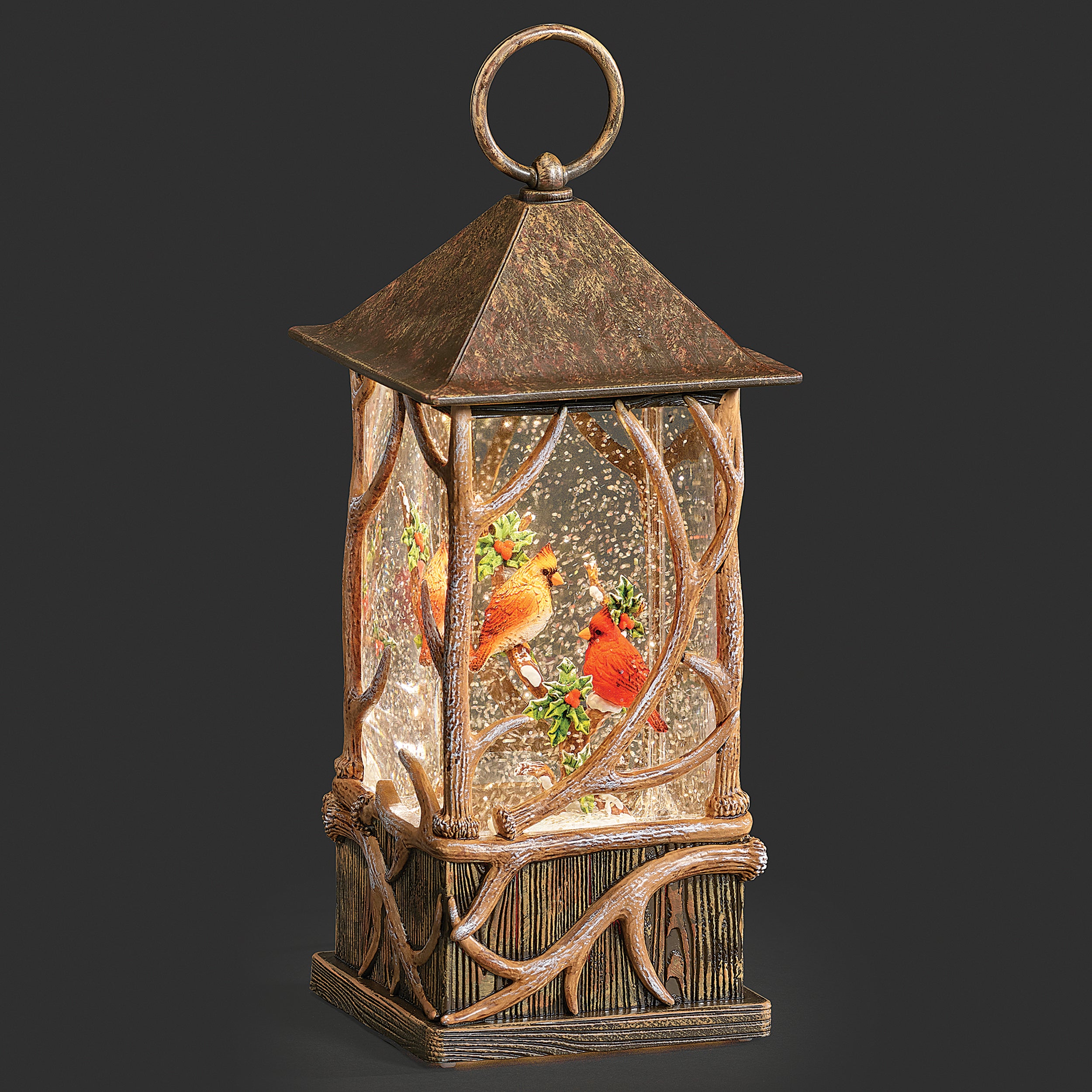 Confetti Lites Lighted Swirl Cardinal Antler Lantern