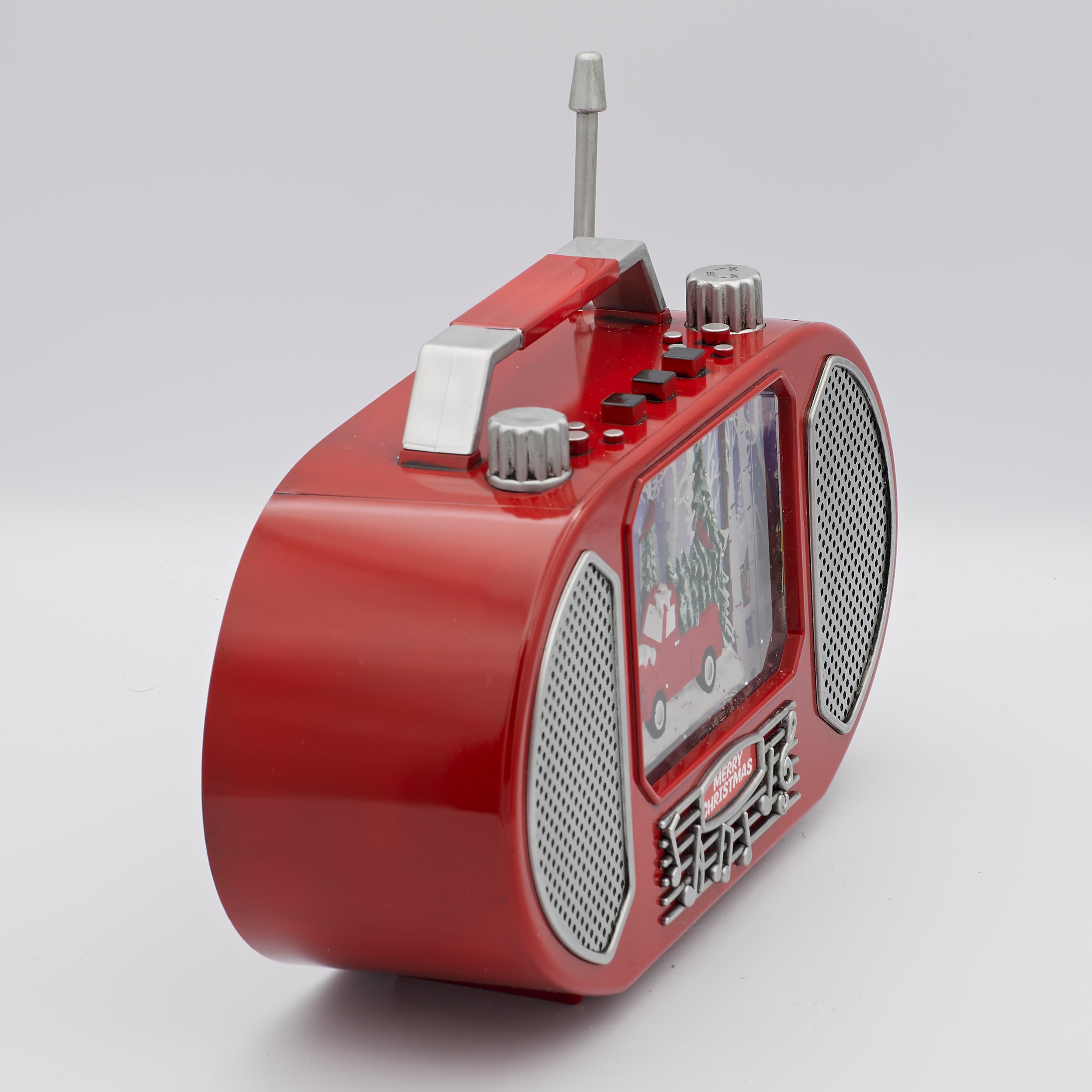 Confetti Lites Lighted Swirl Retro Radio with Red Truck & Cardinals Sc
