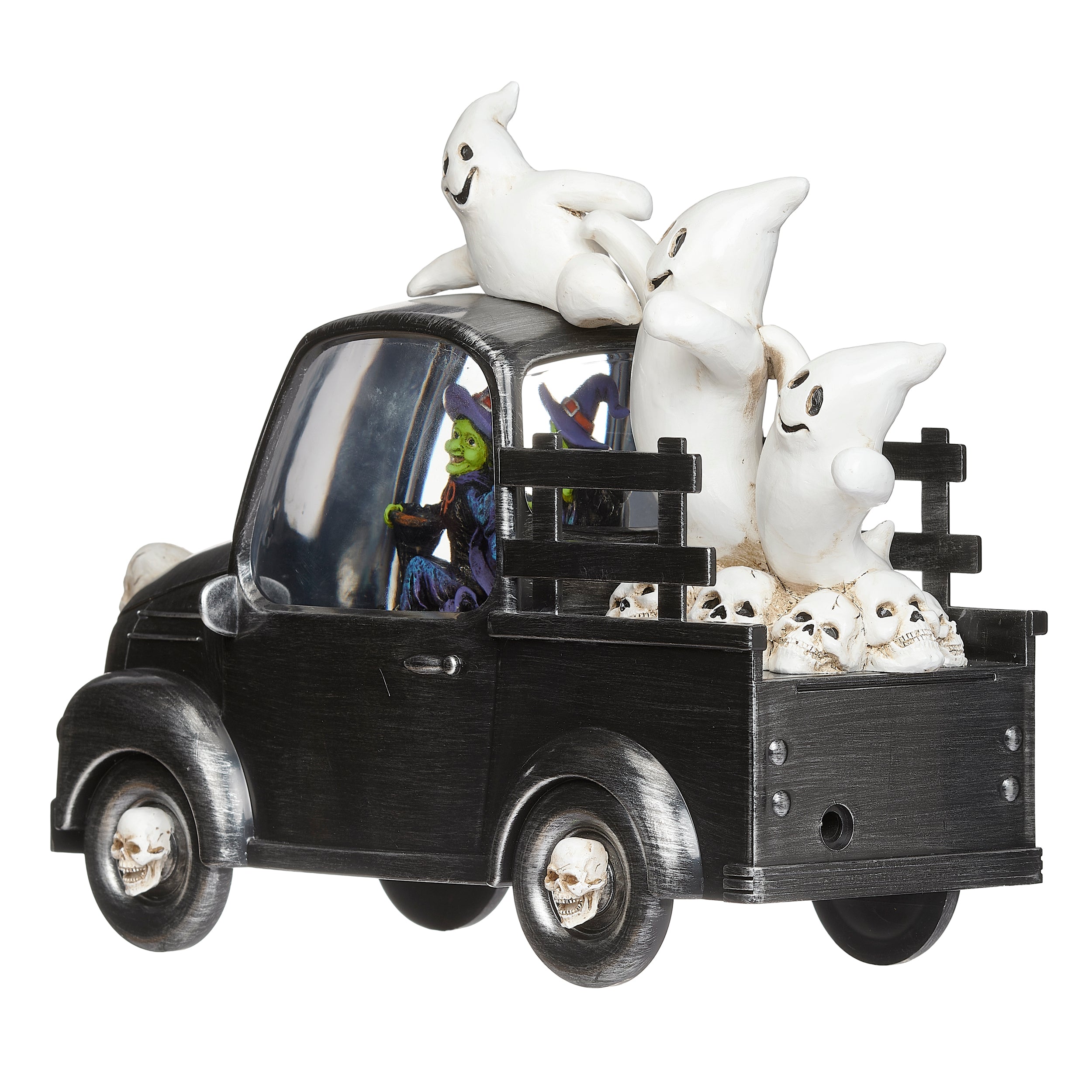 Lighted Swirl Vintage Truck with Witch and Ghosts