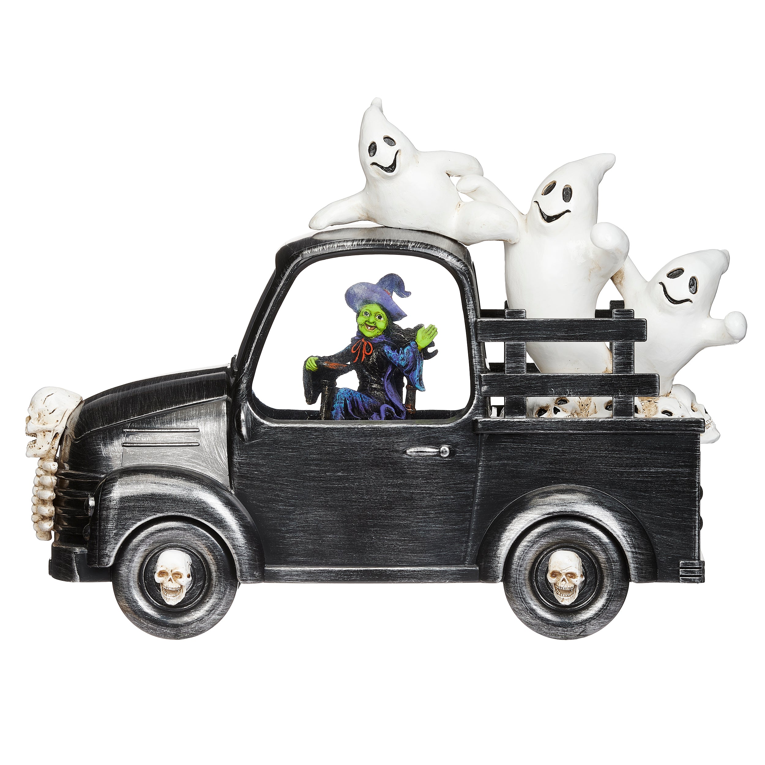 Lighted Swirl Vintage Truck with Witch and Ghosts