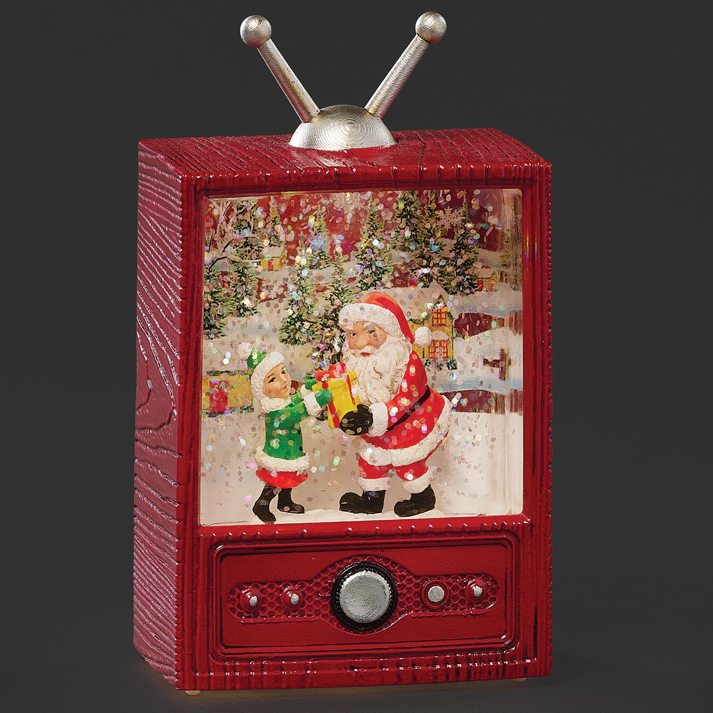 Lighted Santa Giving Gift TV – Shimmering Merry Lites
