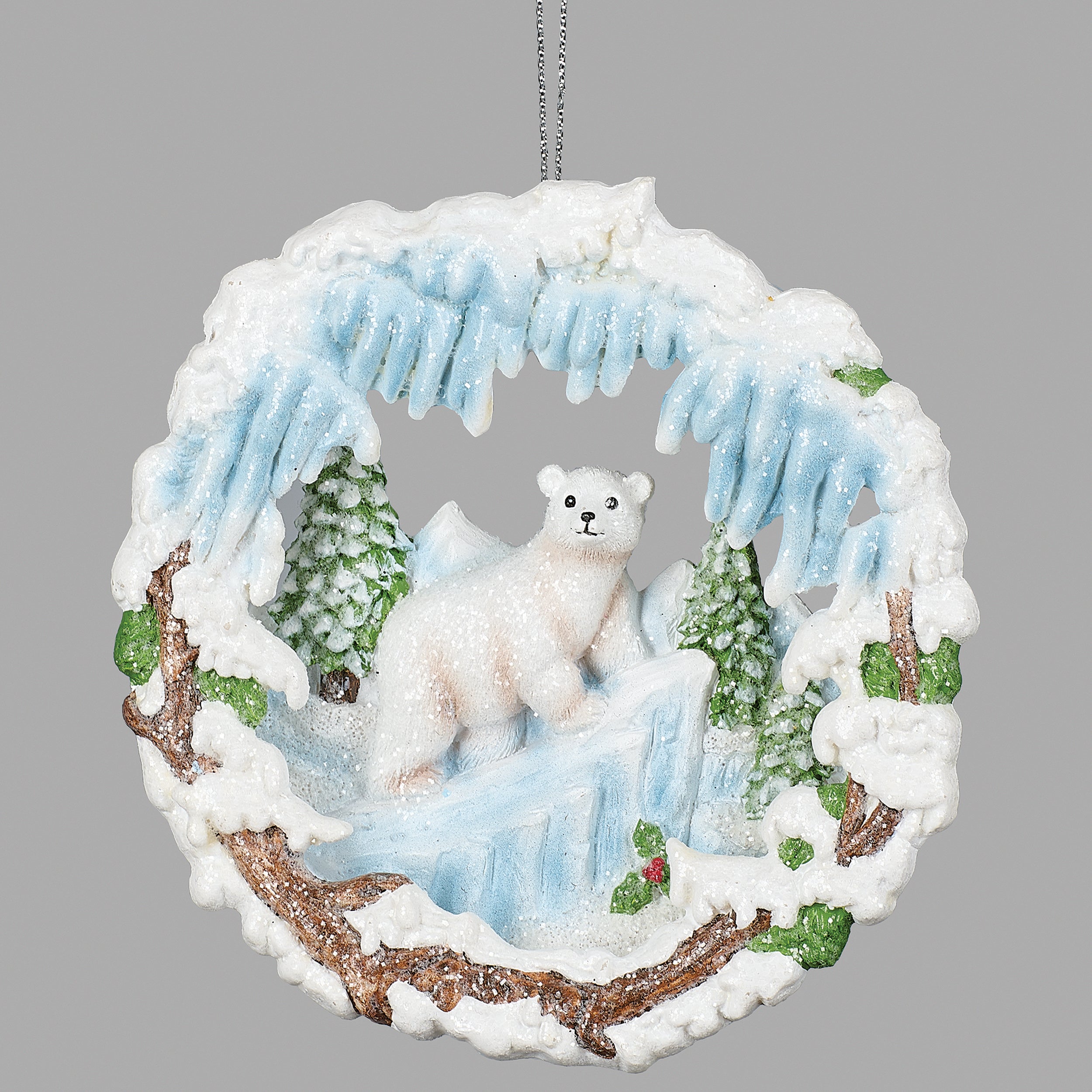 Polar Bear Icicle Wreath Ornament