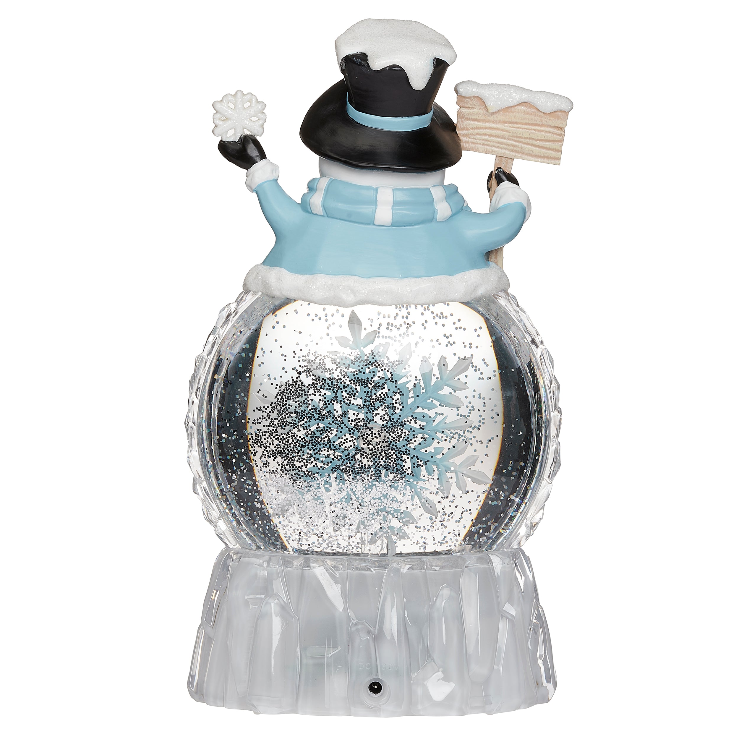 Glitterdome Lighted Swirl Snowman with Rotating Snowflake