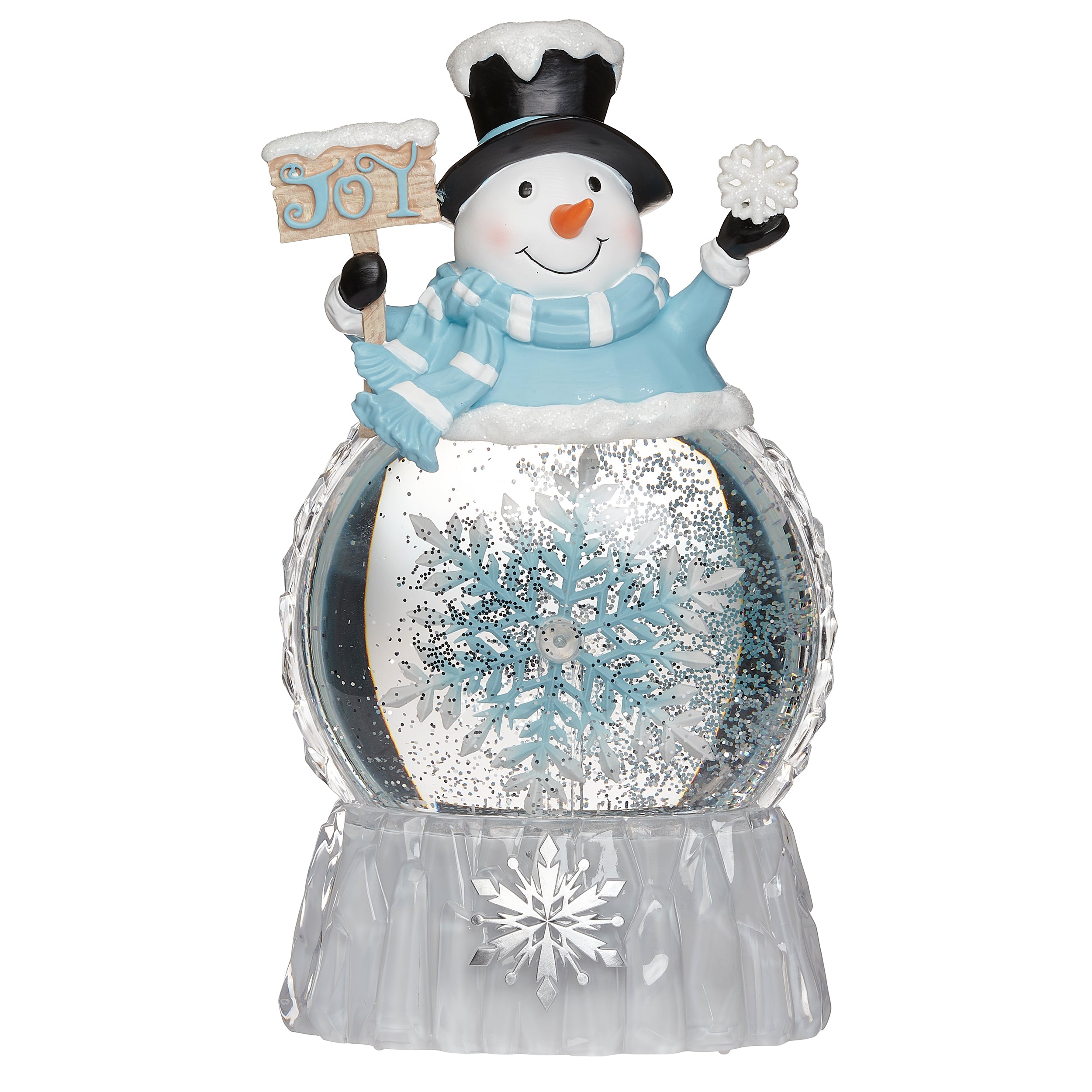 Glitterdome Lighted Swirl Snowman with Rotating Snowflake
