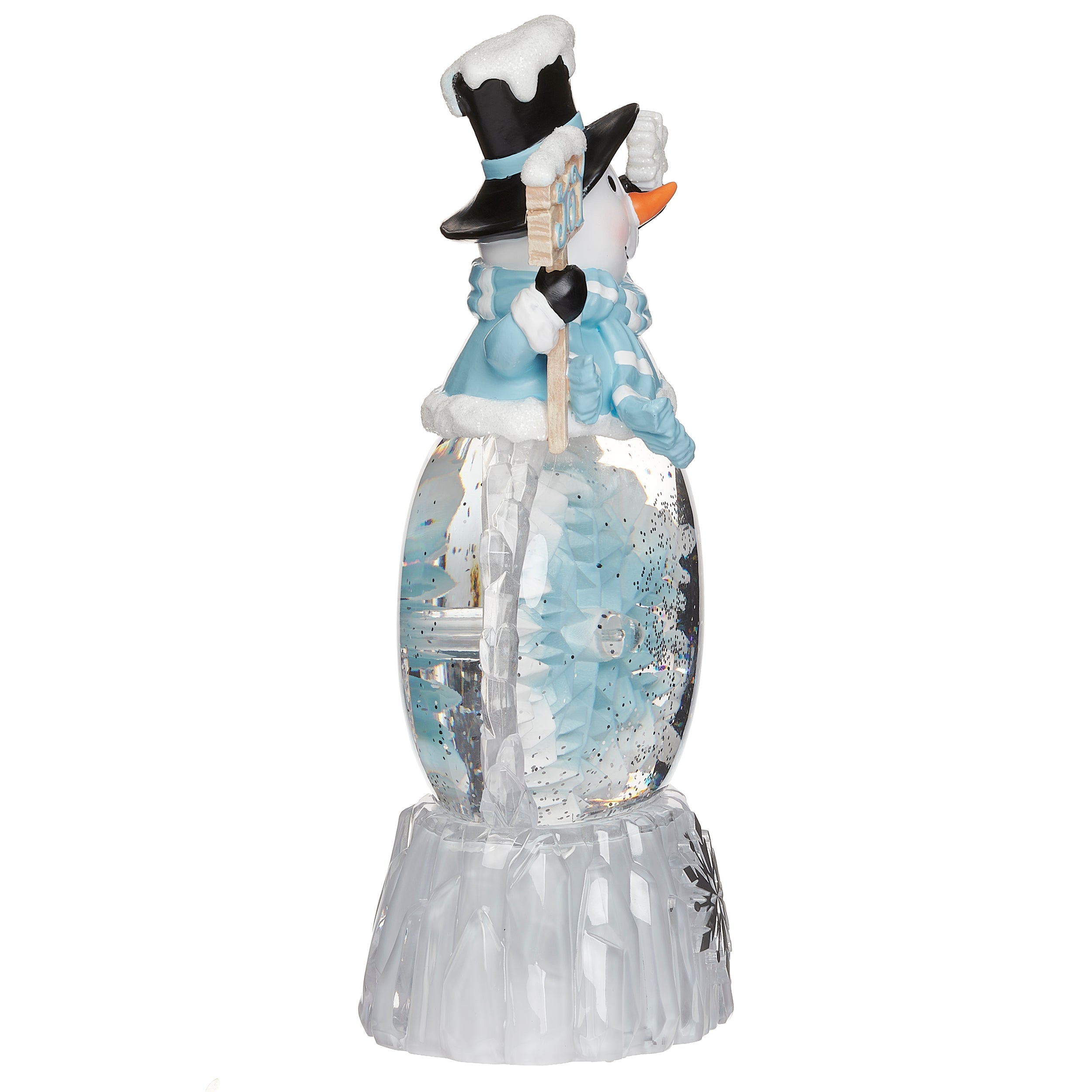 Glitterdome Lighted Swirl Snowman with Rotating Snowflake