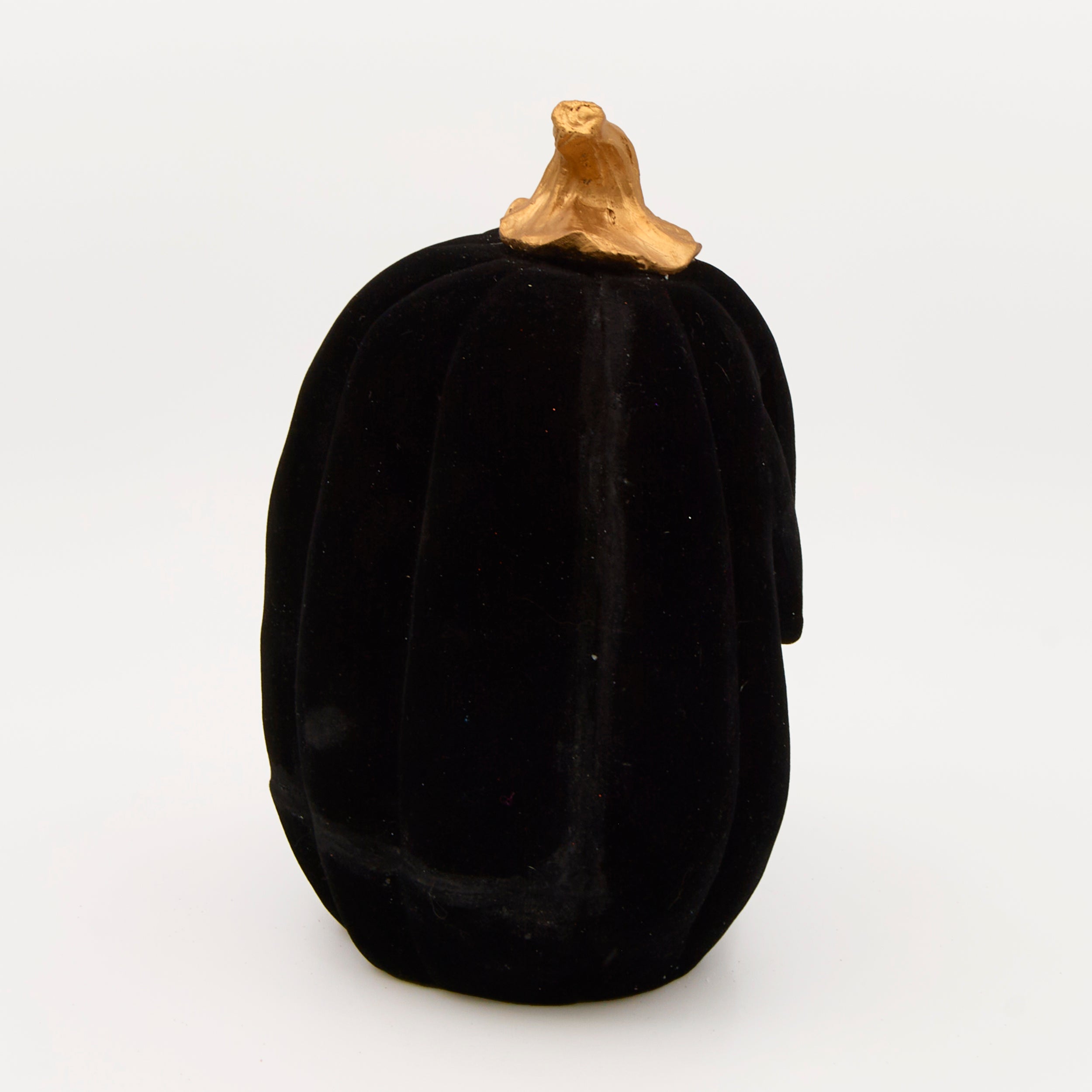 Lighted Swirl Black Flock Pumpkin