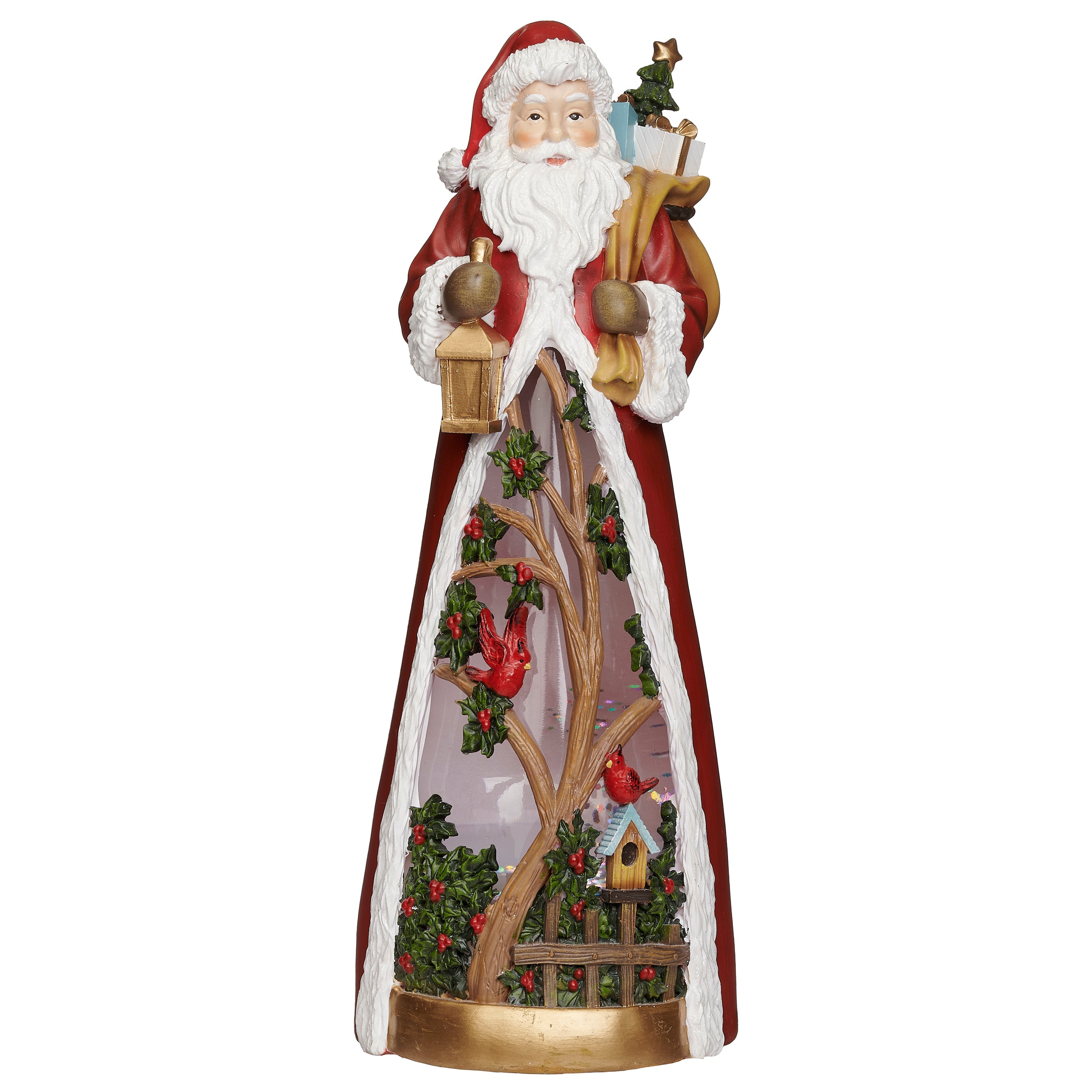 Confetti Lites Lighted Swirl Santa with Cardinal