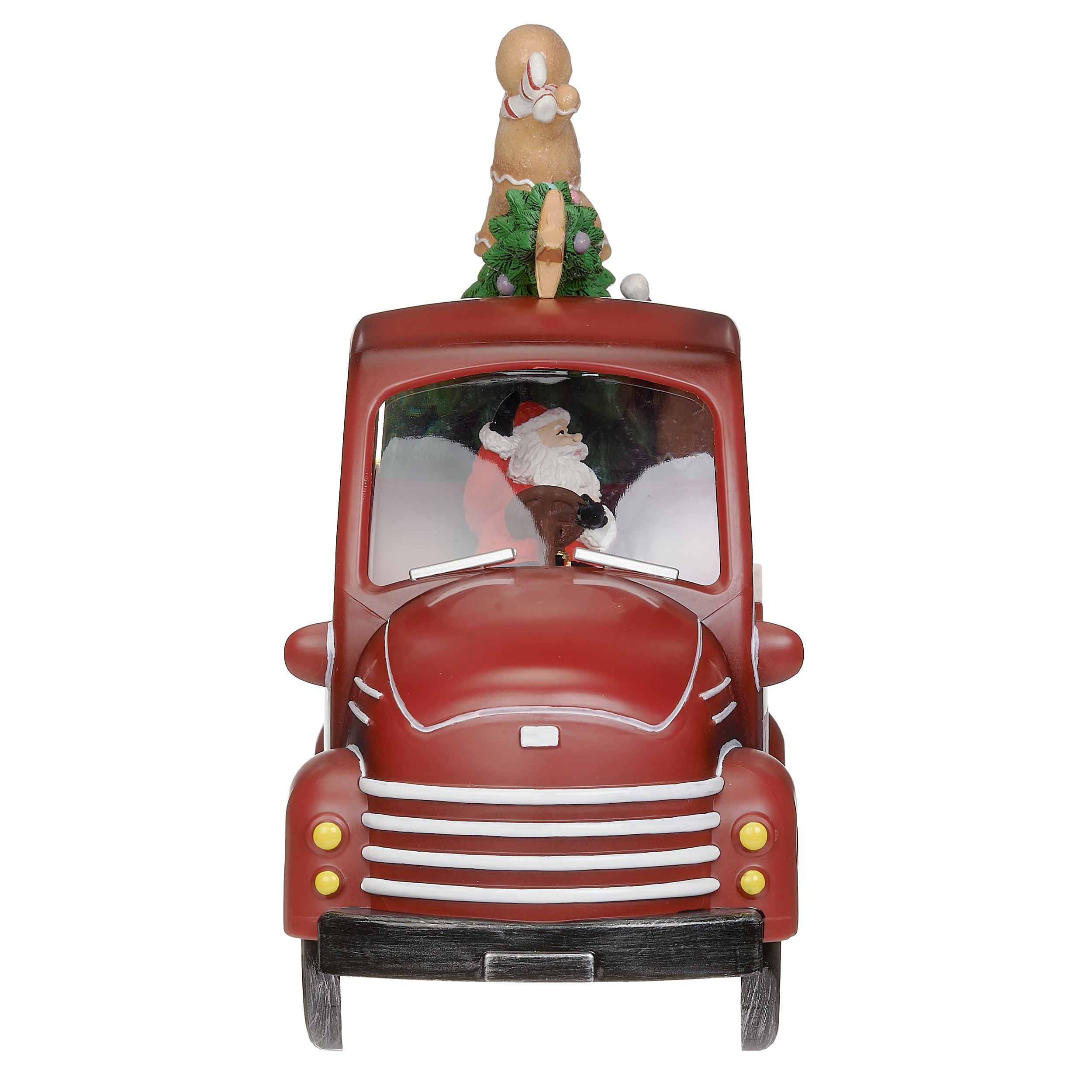Lighted Swirl Santa & Gingerbread Truck
