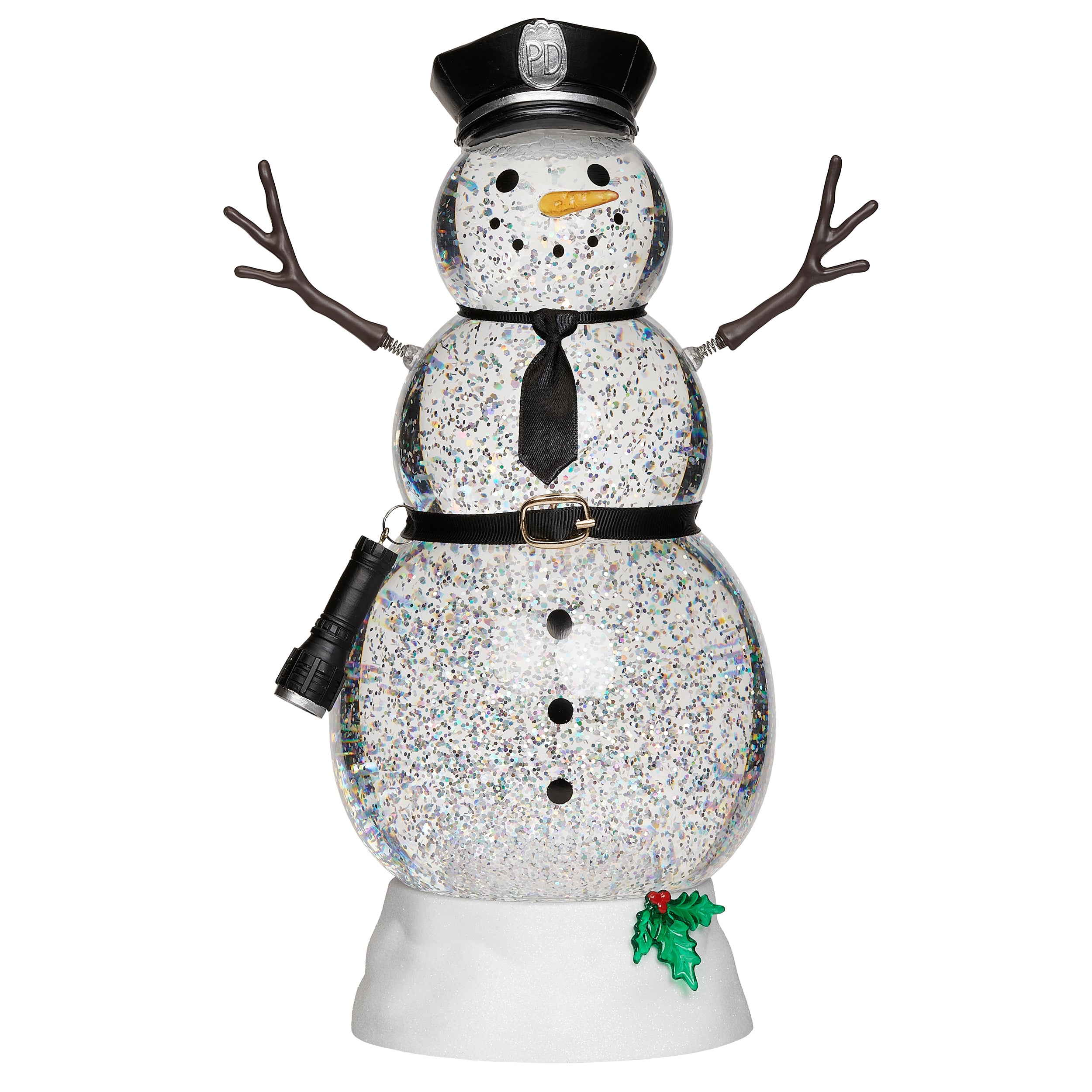 Confetti Lites Lighted Swirl Police Snowman with Hat & Flashlight
