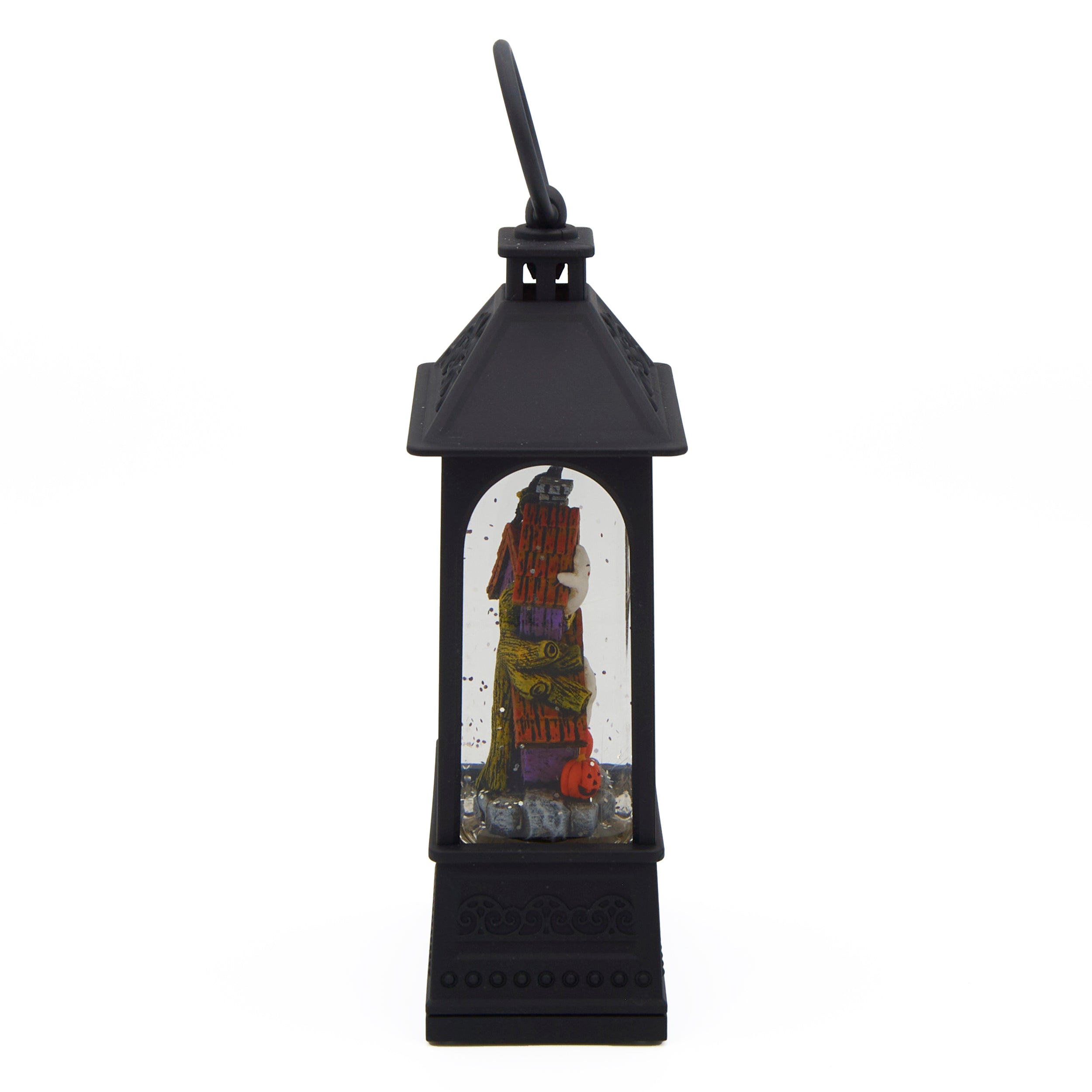 Glitterdome Lighted Swirl Haunted House Black Lantern