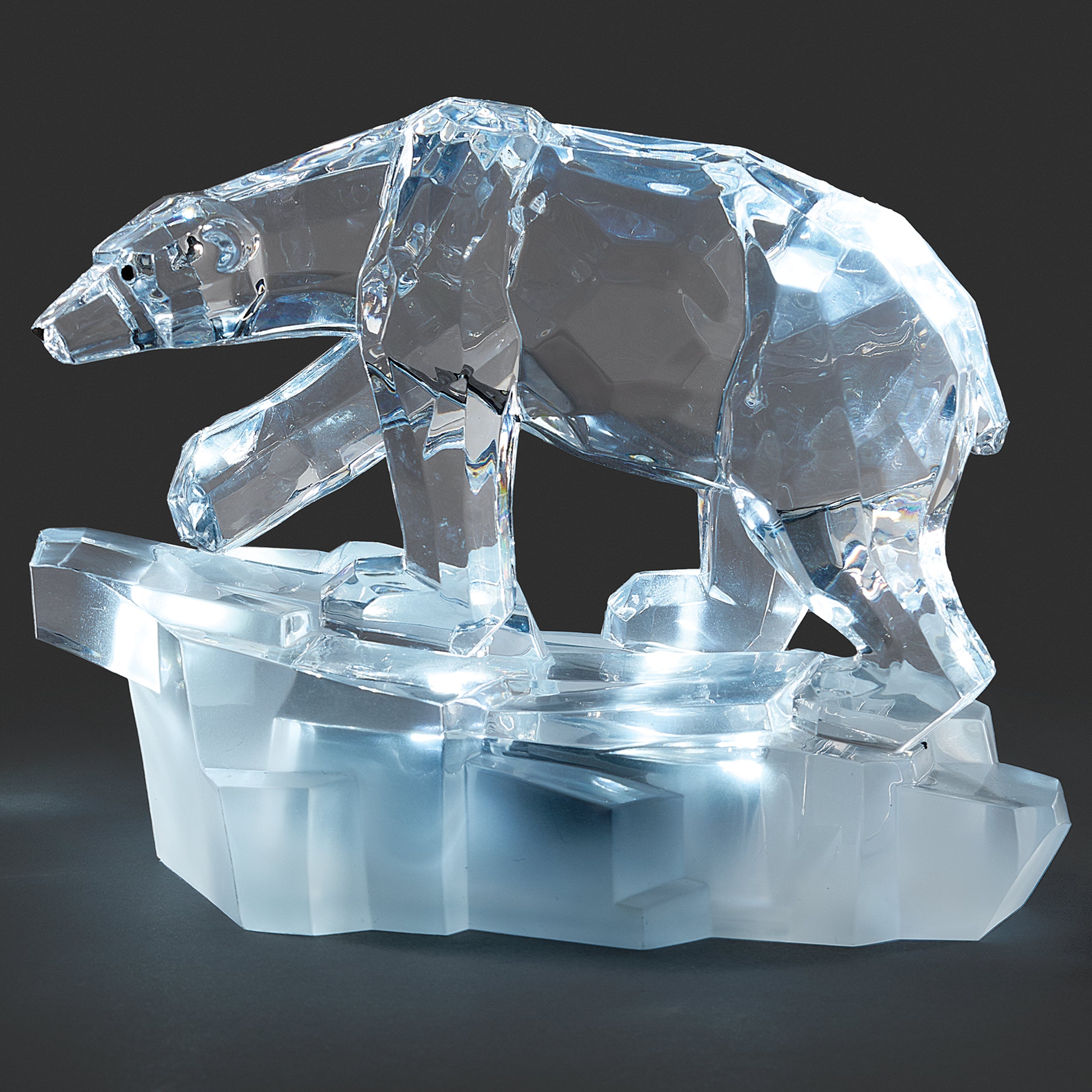 Lighted Crystal Polar Bear on Ice
