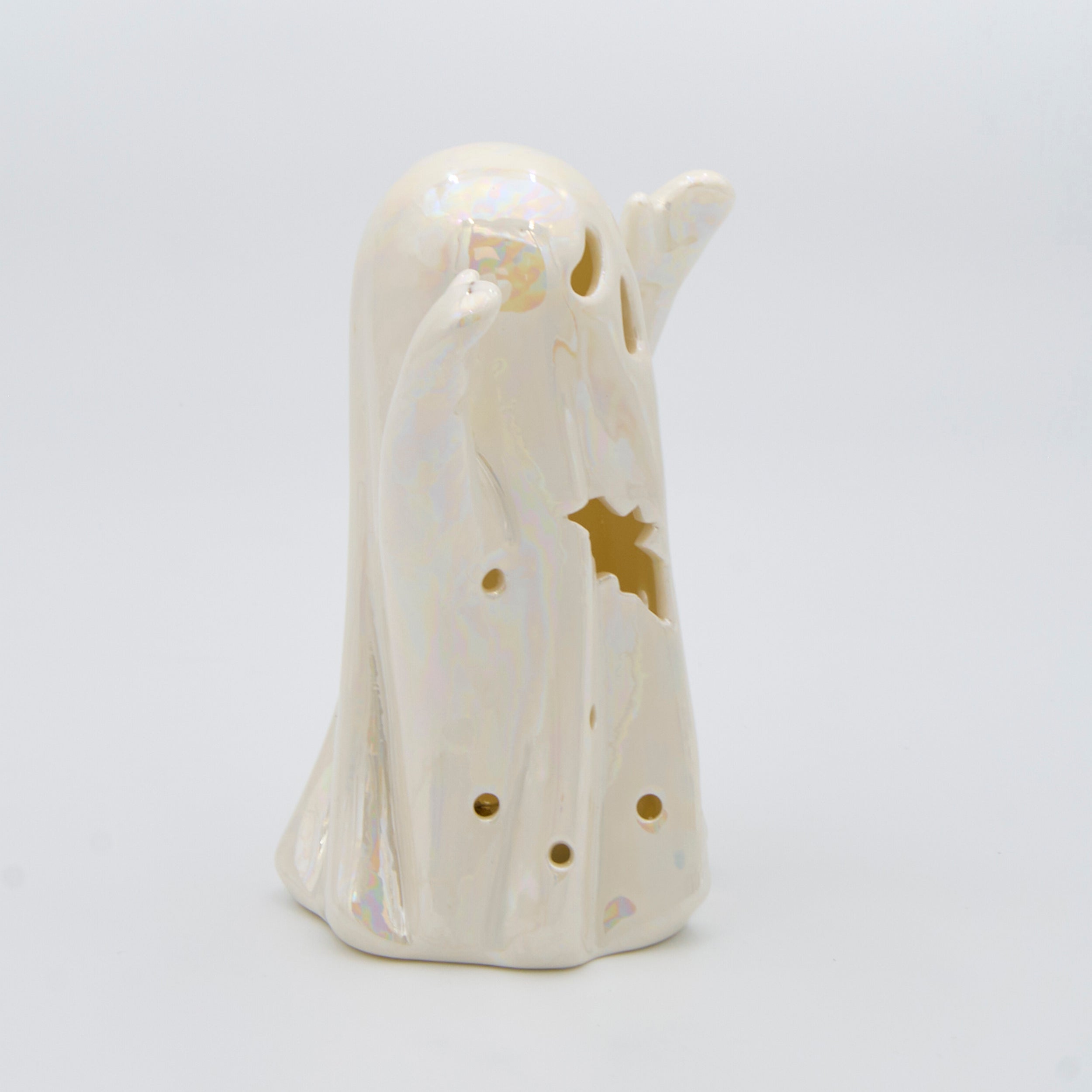 Lighted Pearlized Ghost with Bat Cutouts