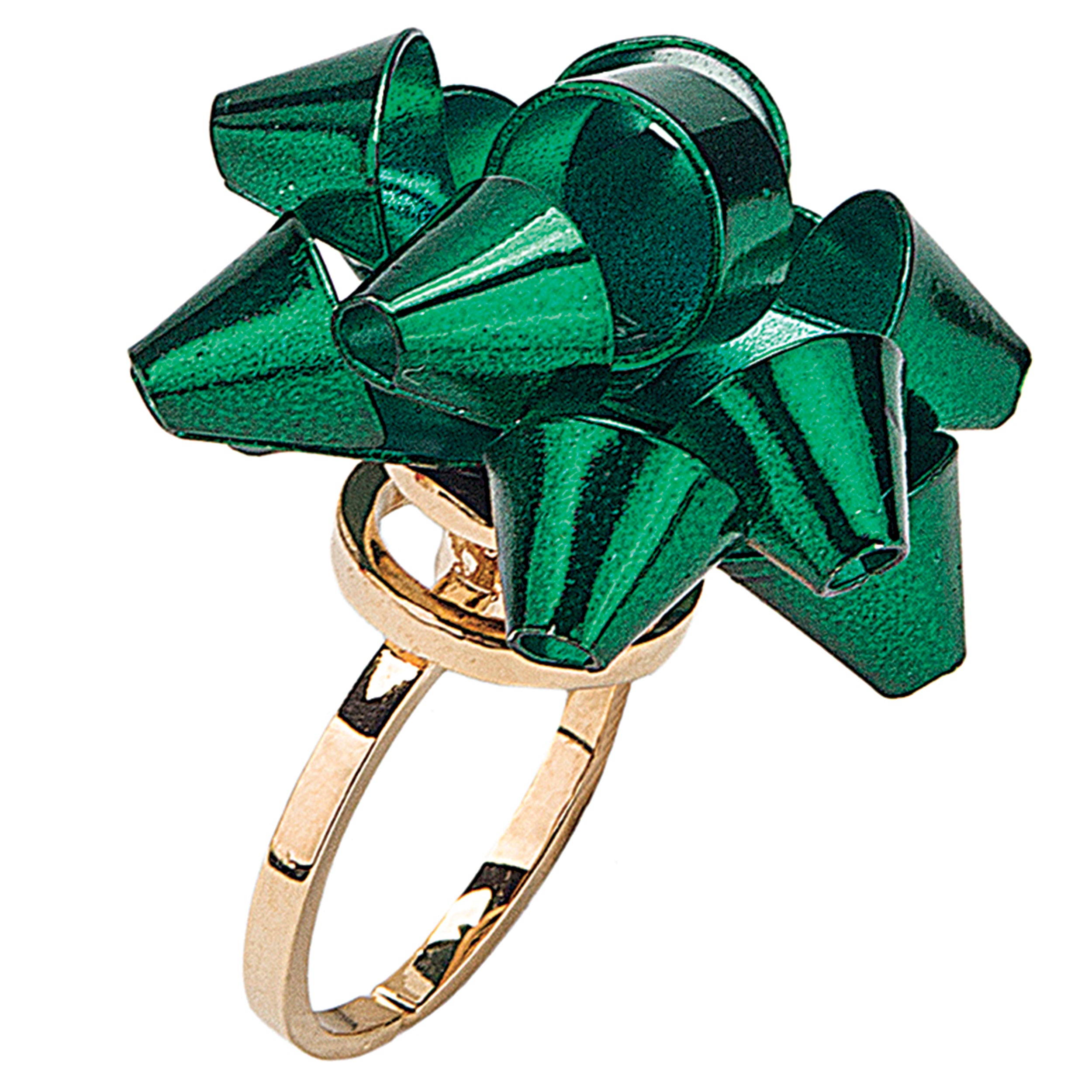 Christmas Green Bow Adjustable Spin Ring