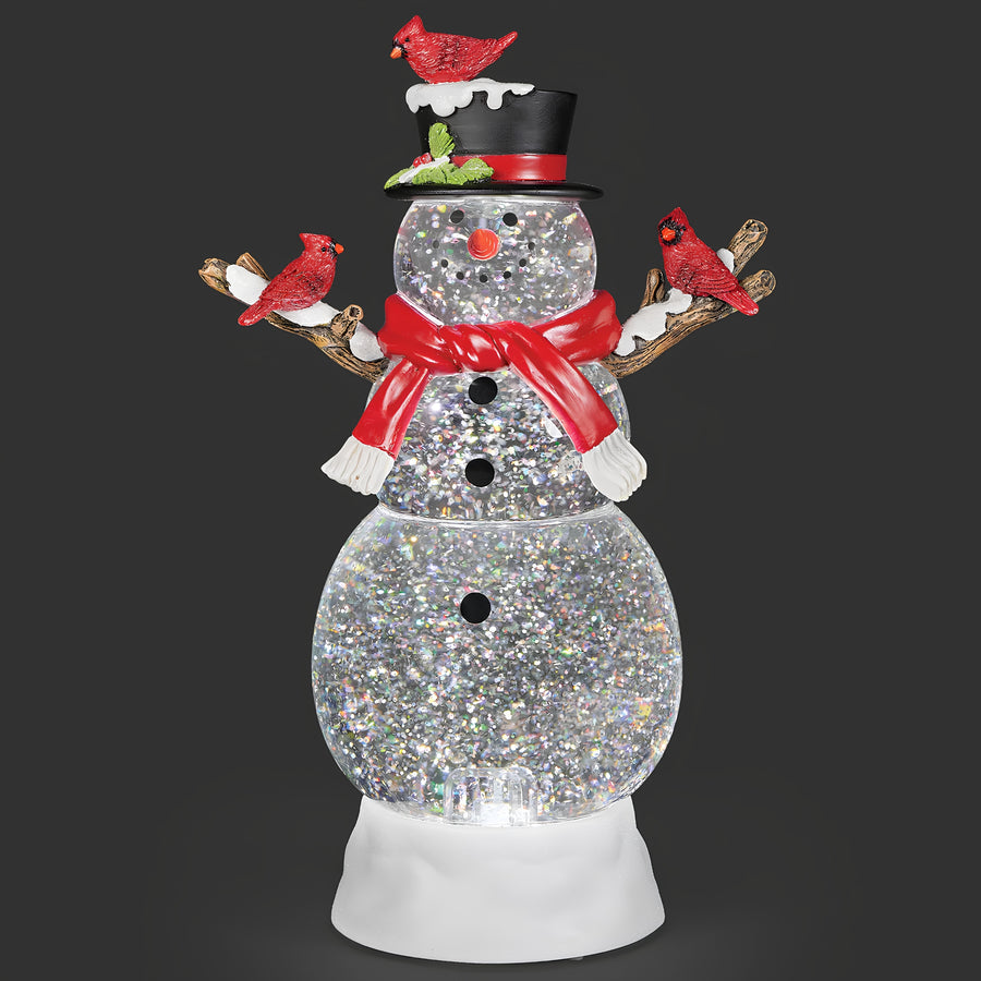 Confetti Lites Lighted Swirl Snowman with Cardinals