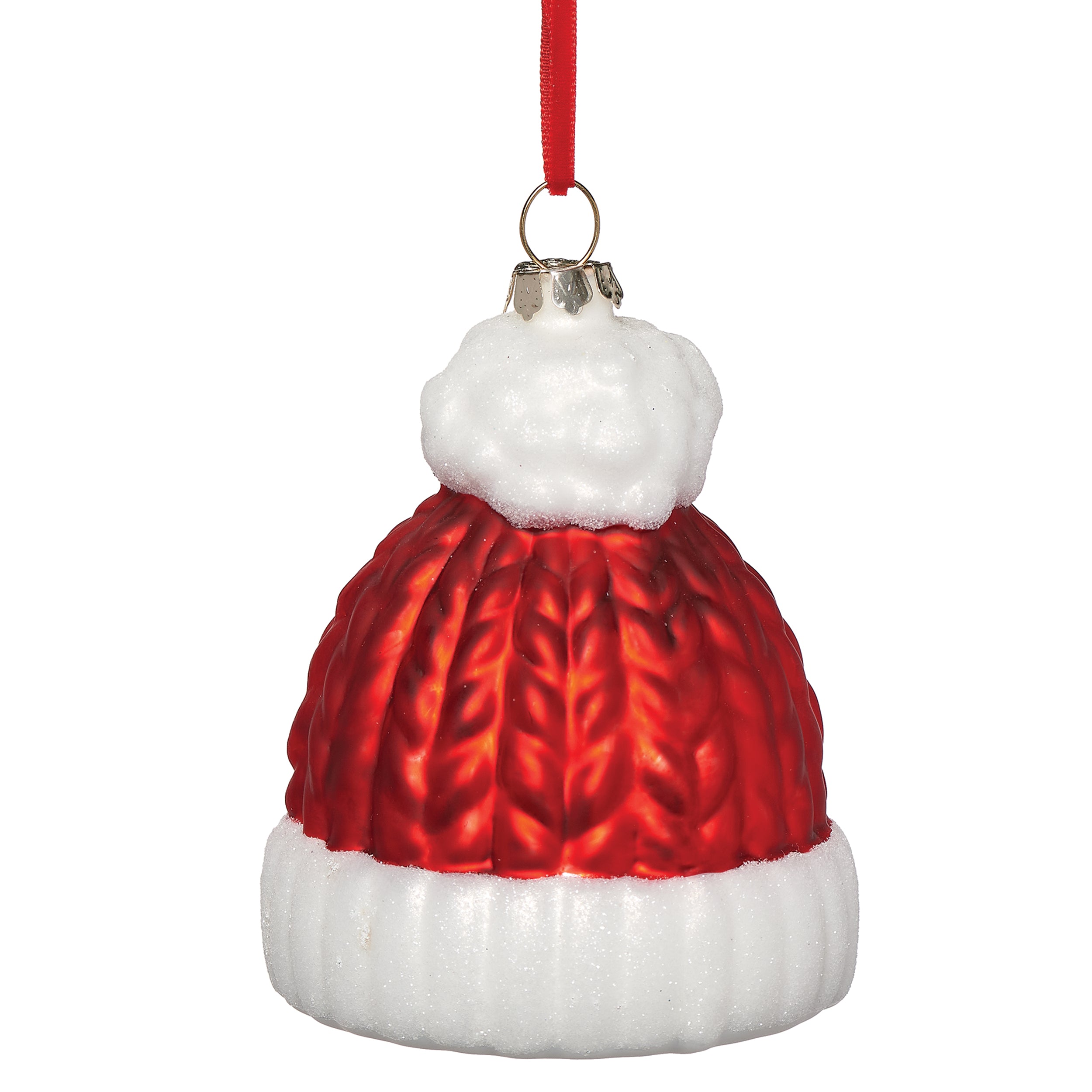 Red Knit Hat Glass Ornament