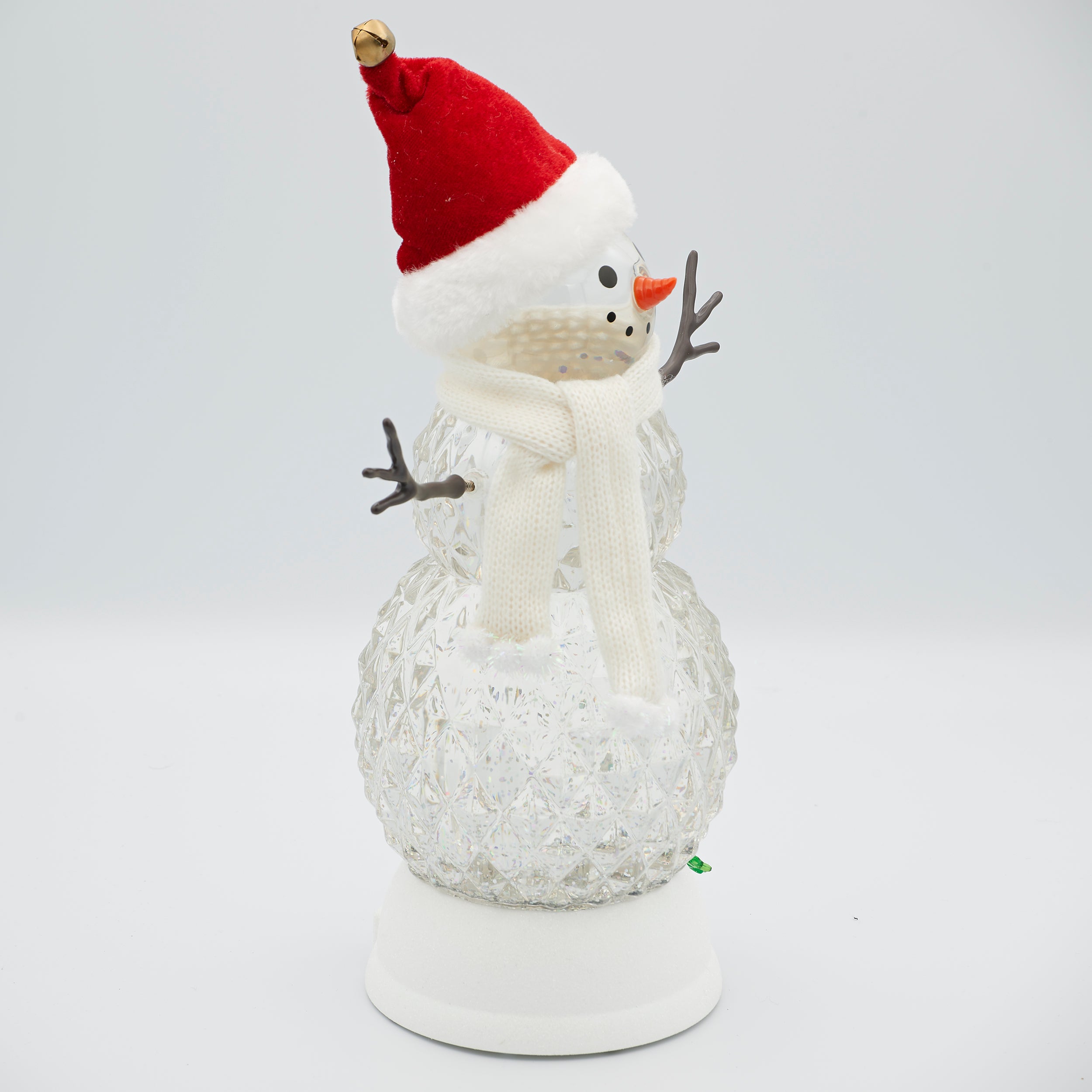 Confetti Lites Lighted Swirl Faceted Snowman with Santa Hat