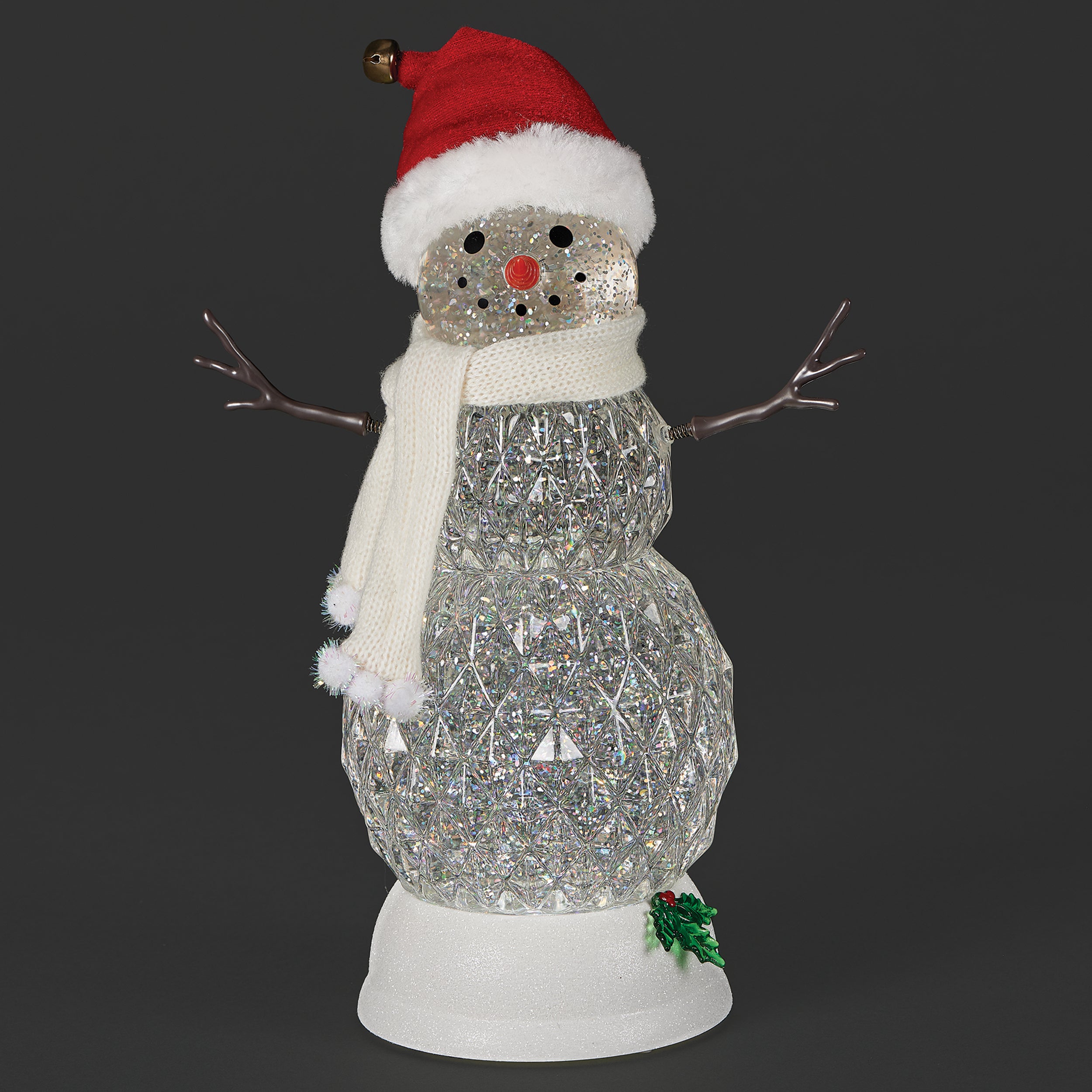 Confetti Lites Lighted Swirl Faceted Snowman with Santa Hat