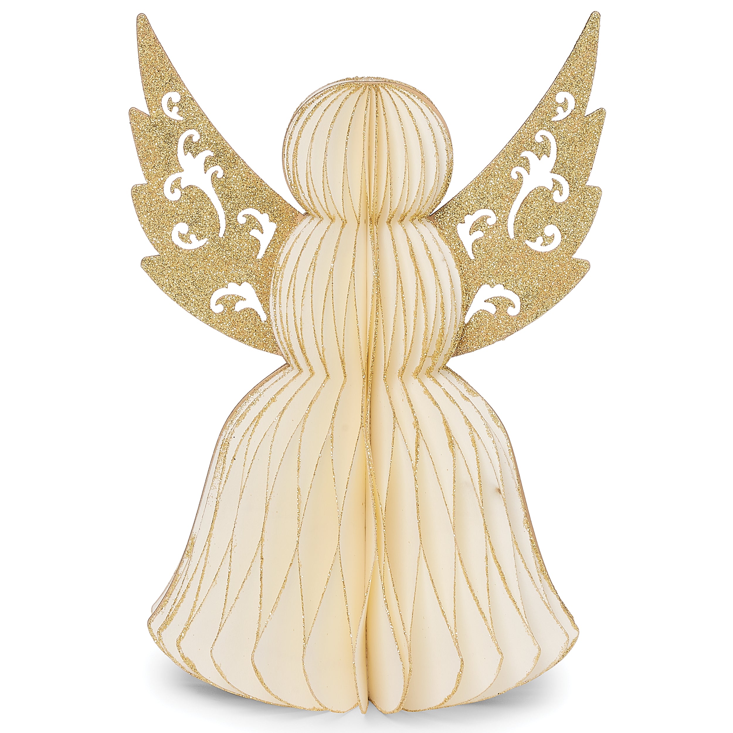 Honeycomb Angel with Gold Glitter Wings