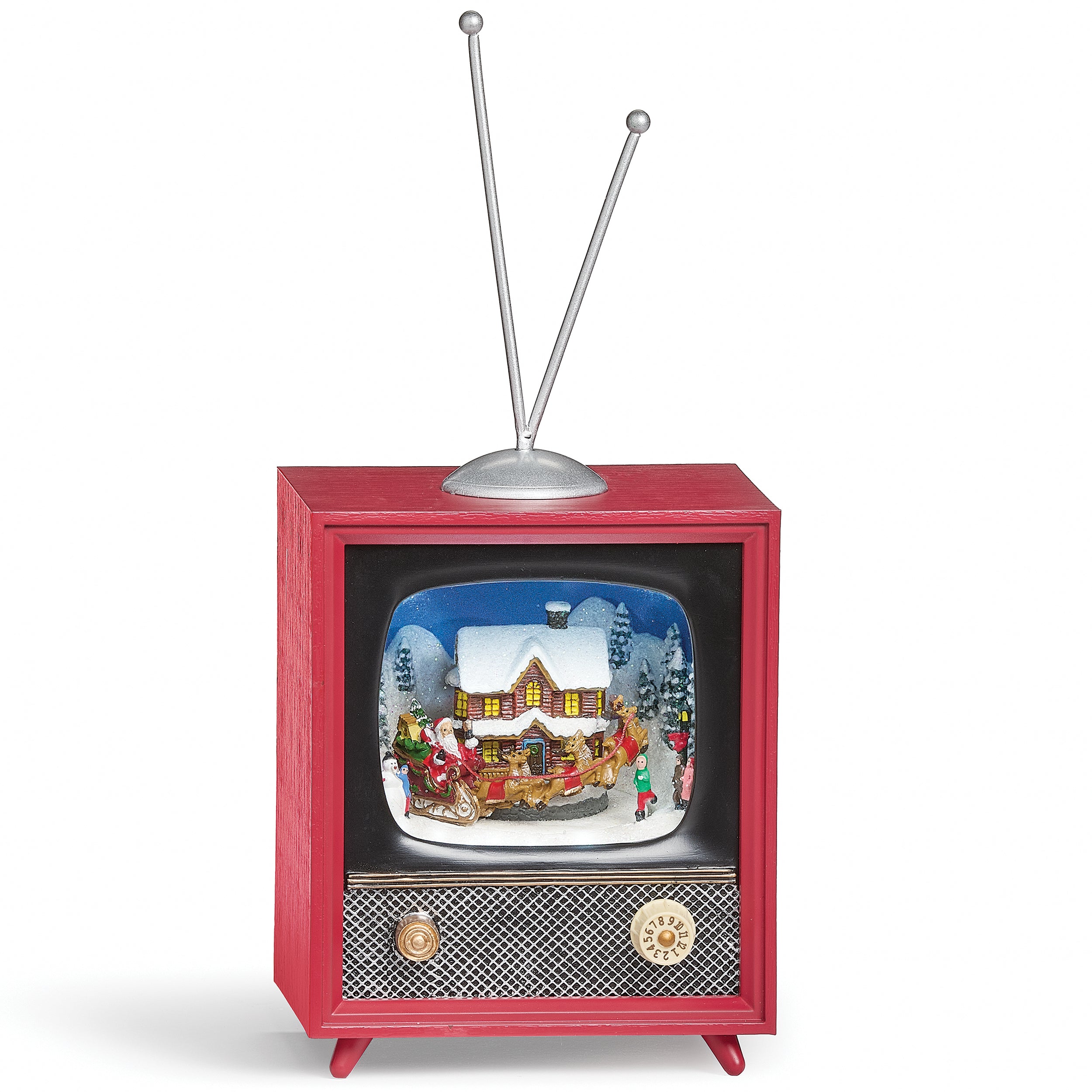 Amusements TV with Snow-Covered House & Rotating Santa's Sleigh