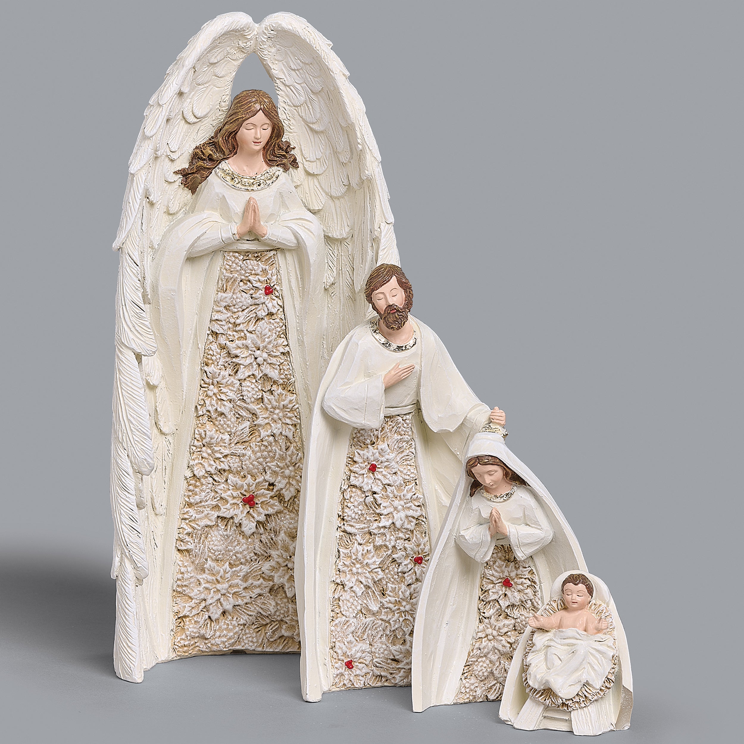 Nesting Nativity with Poinsettia Accents Set