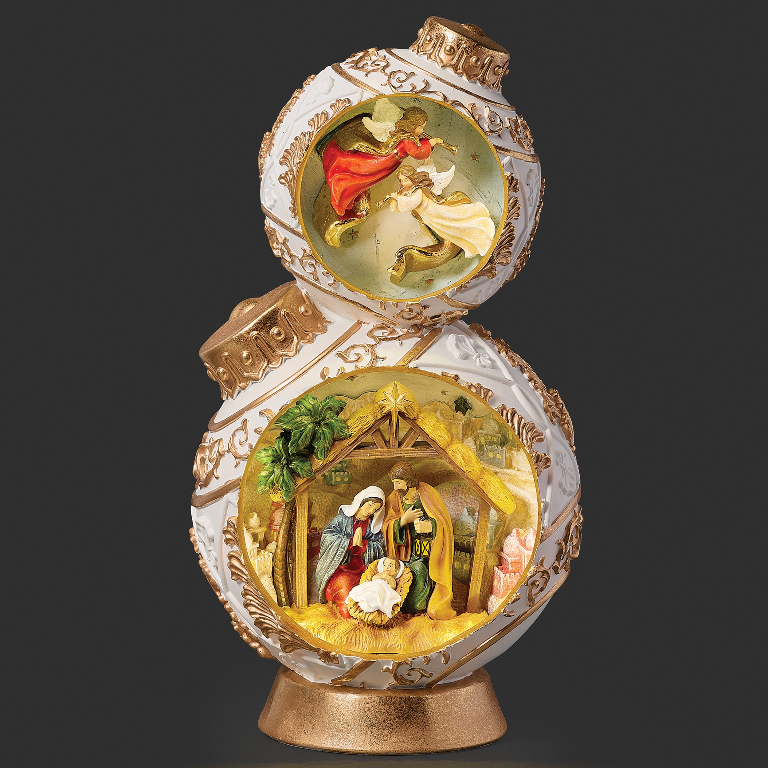 Christmas Ornament Tower with Nativity Scene