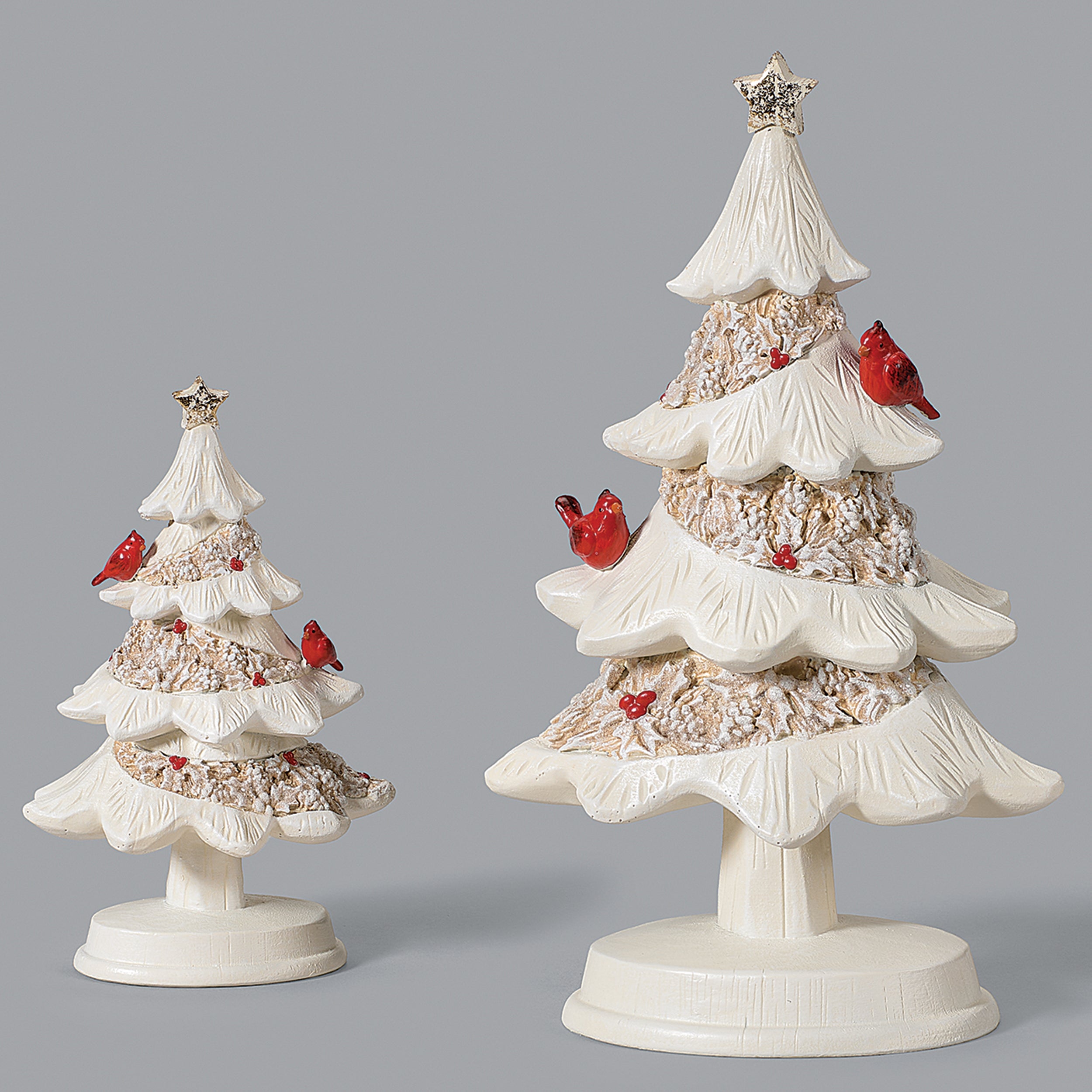 Poinsettias & Cardinals Tree Set
