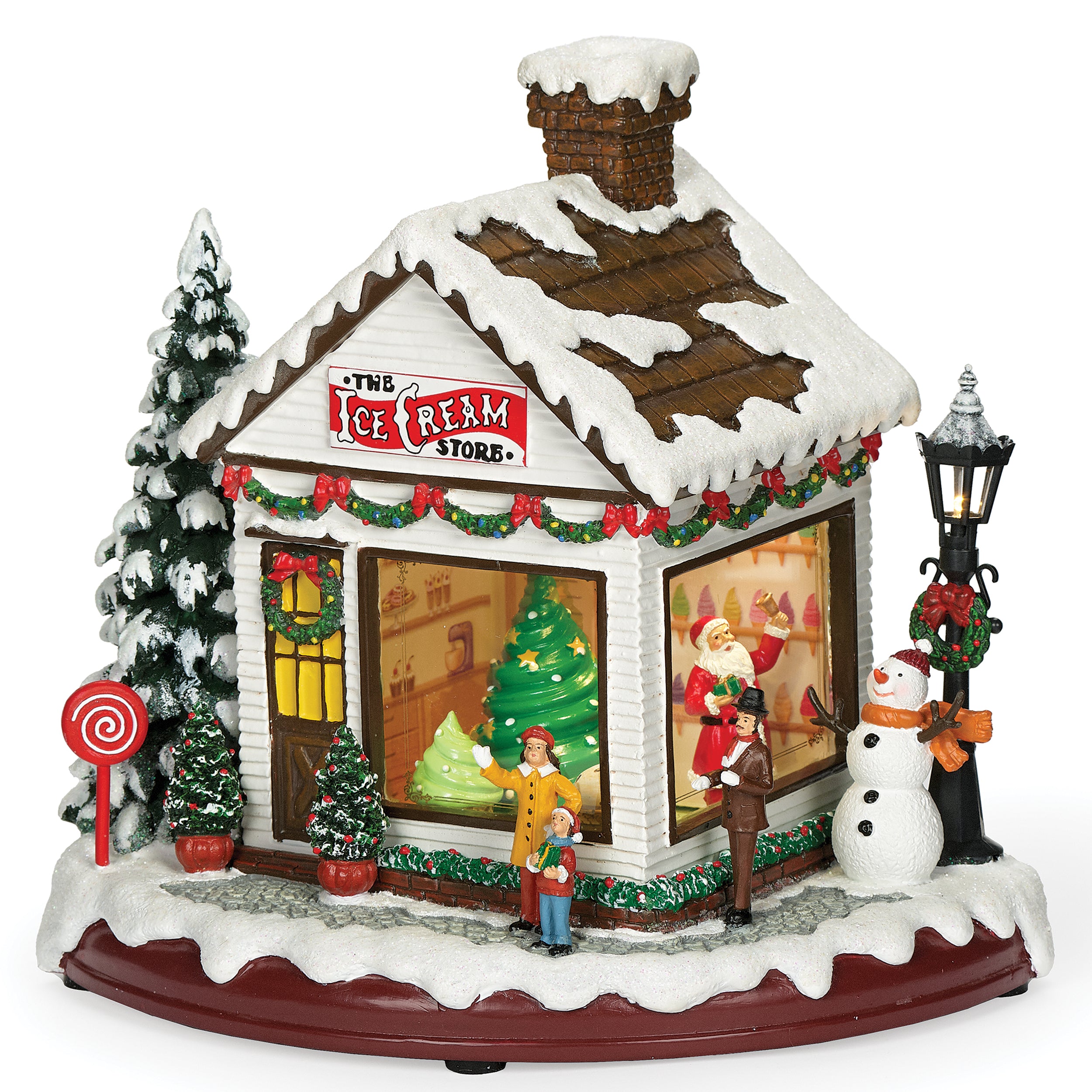 Amusements Lighted Musical Ice Cream Shop with Santa Rotating Inside