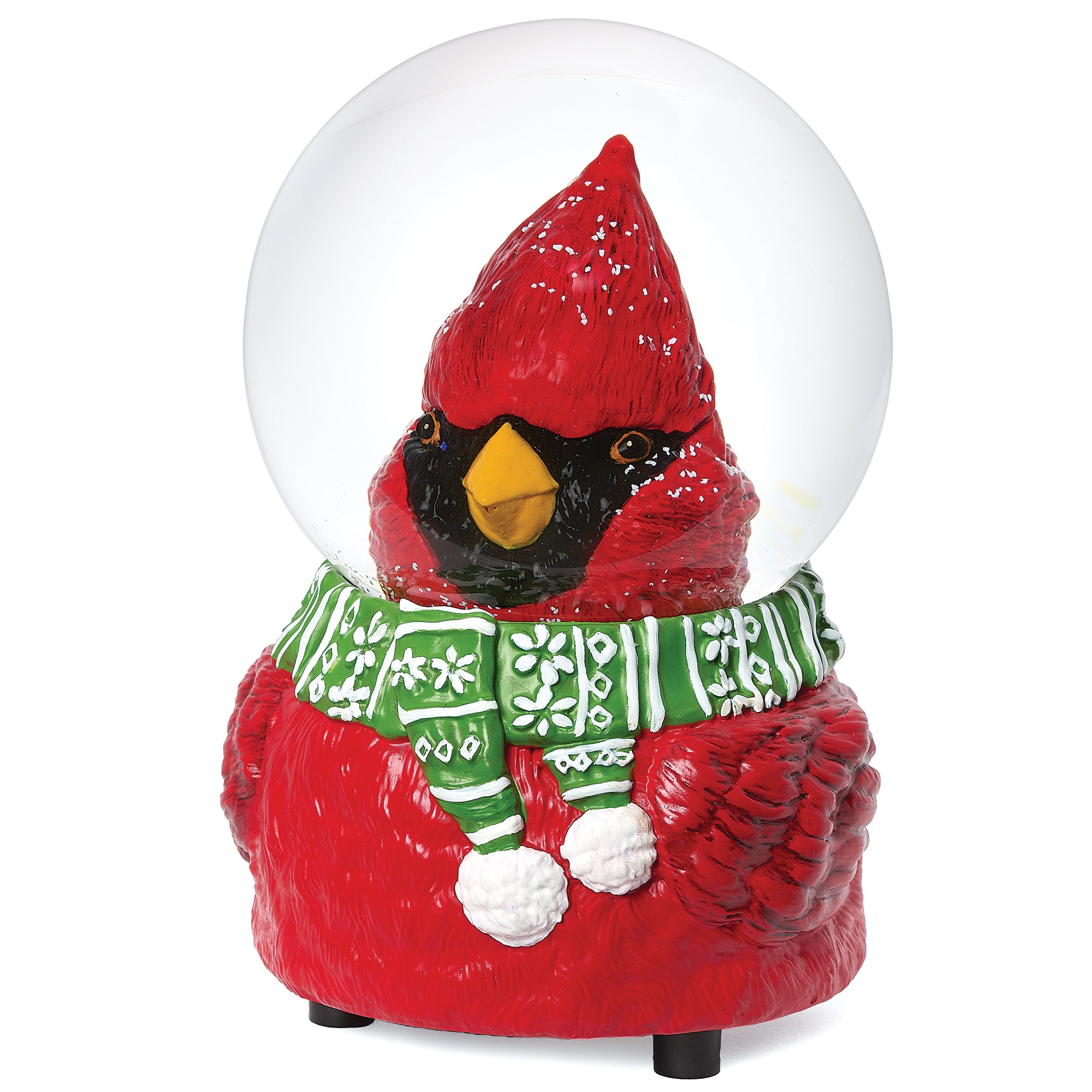 Glitterdome Musical Cardinal in Scarf – "Deck the Halls" Tune