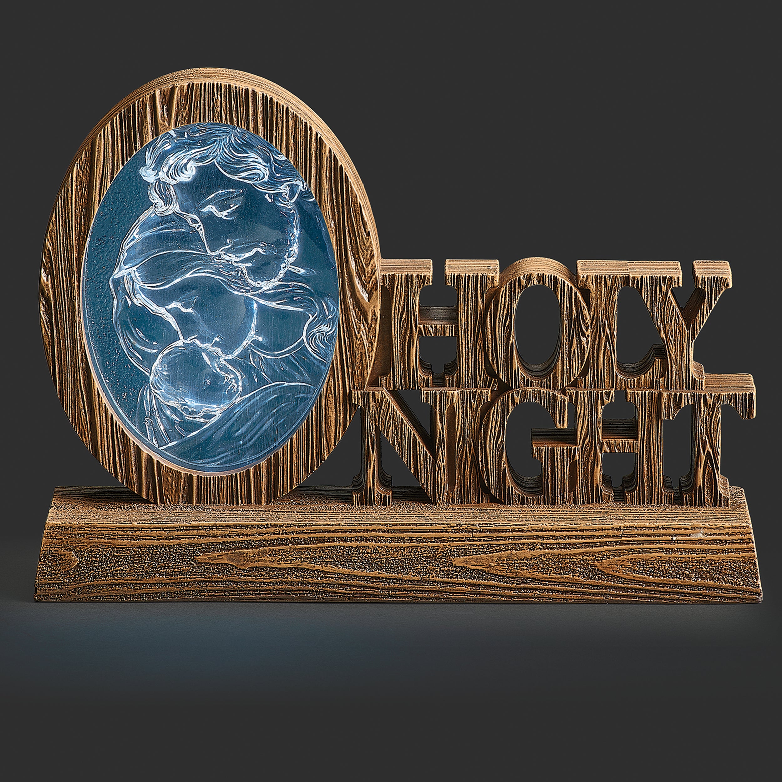 Lighted O'Holy Night Sign with Holy Family Scene