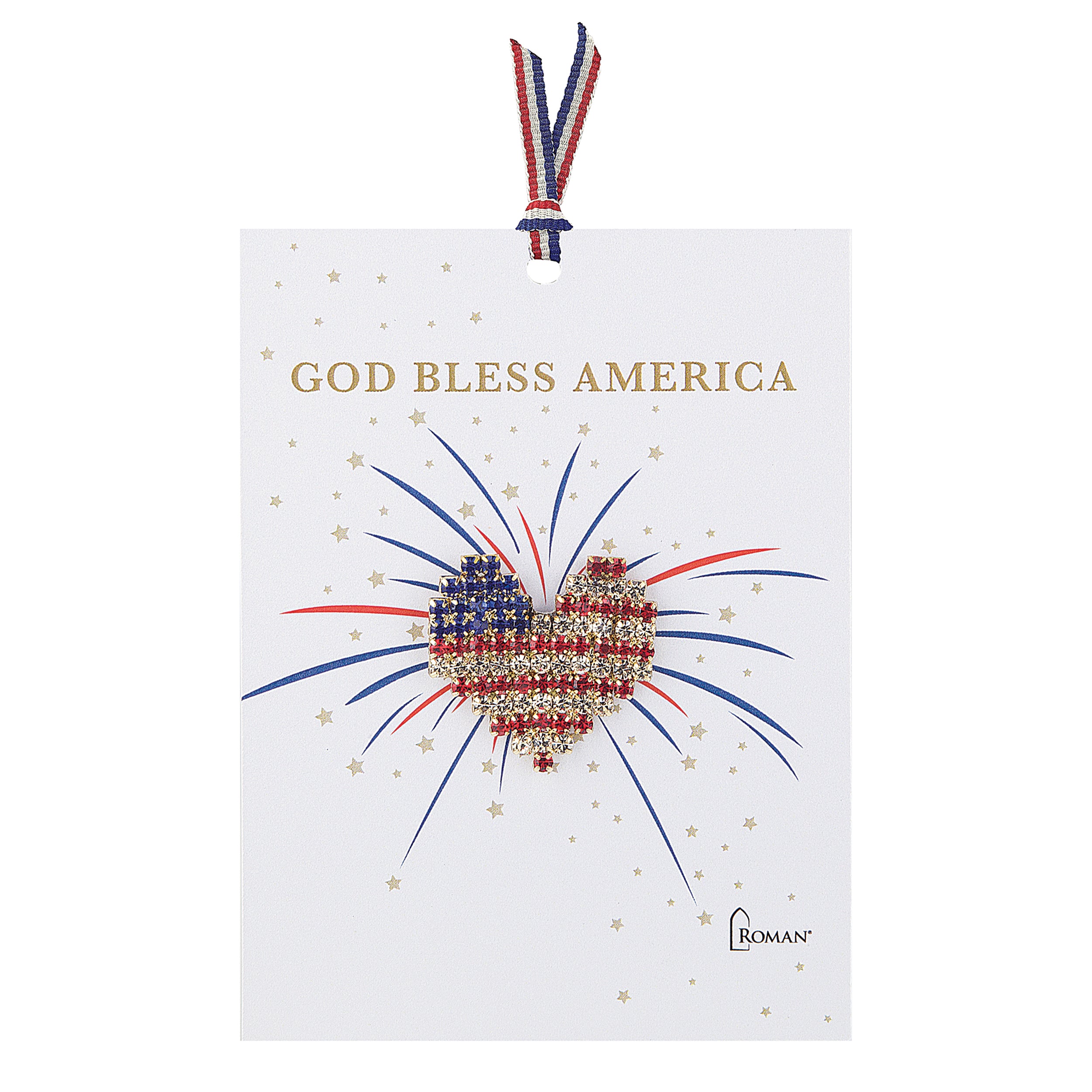 God Bless America Sparkling Heart Pin