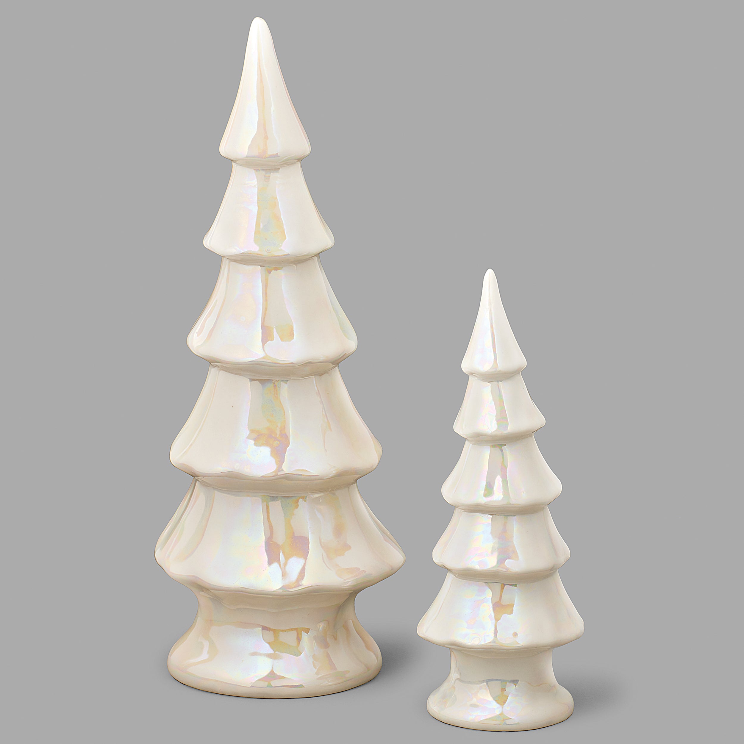 Iridescent White Porcelain Trees Set