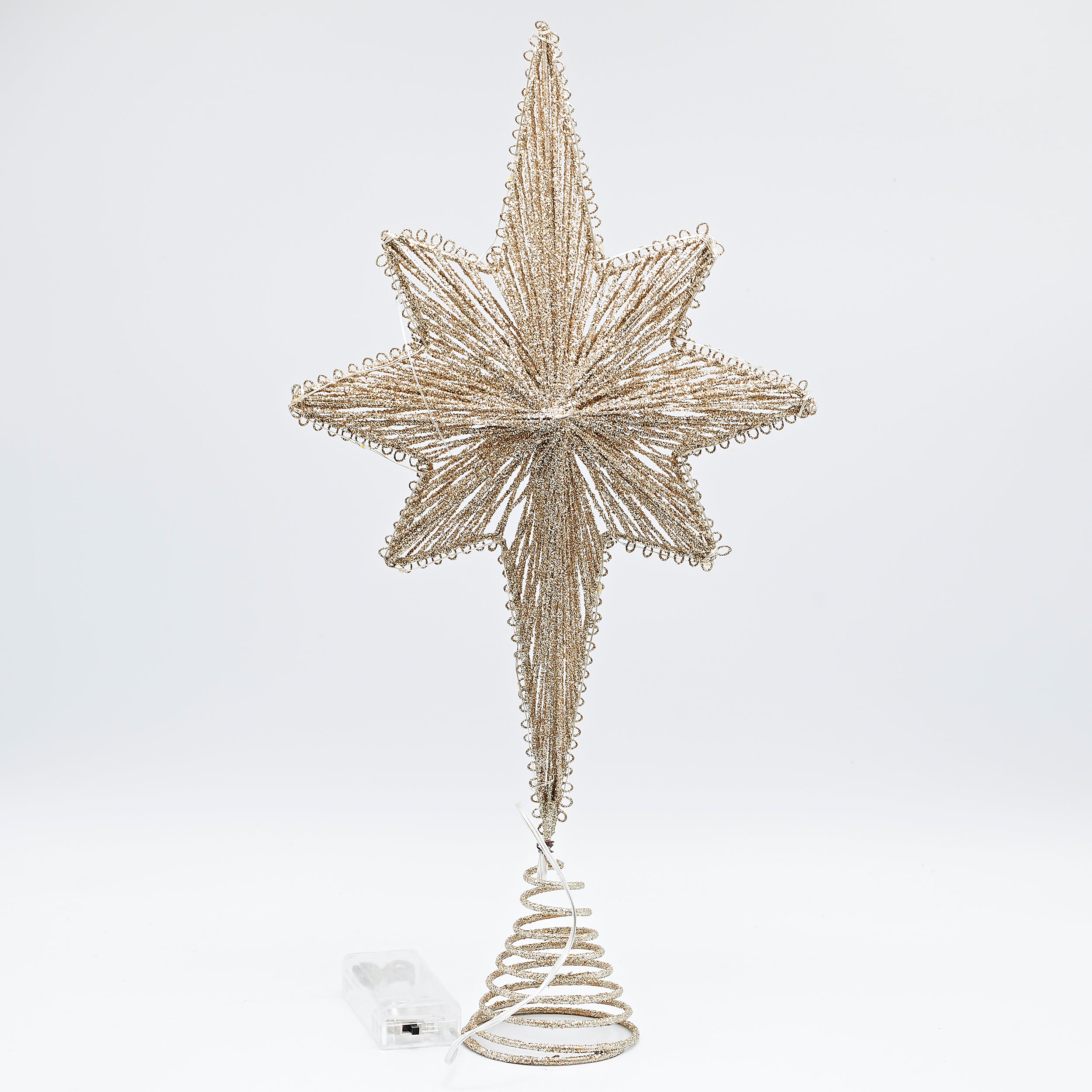 Lighted Gold Glitter Star Treetopper