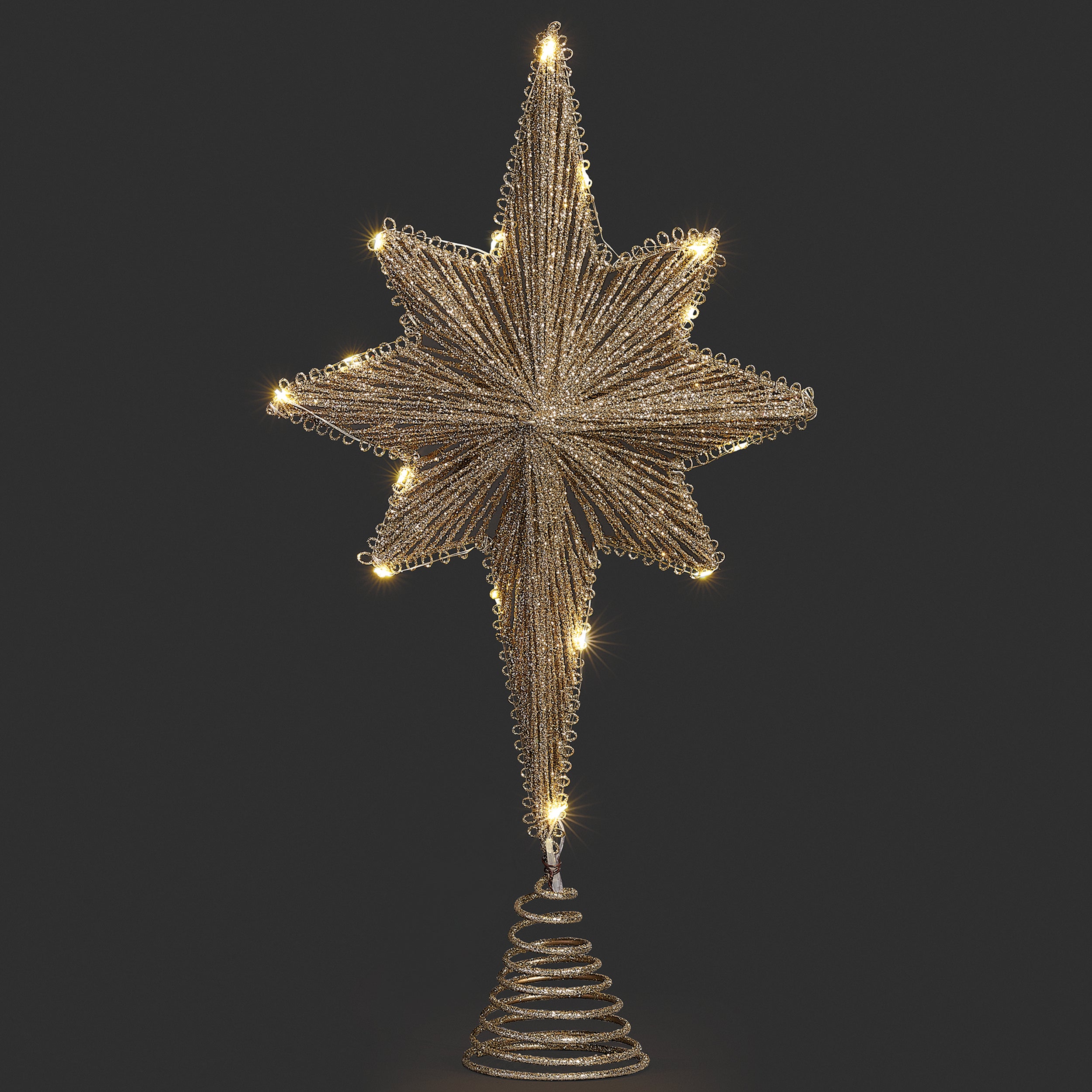 Lighted Gold Glitter Star Treetopper