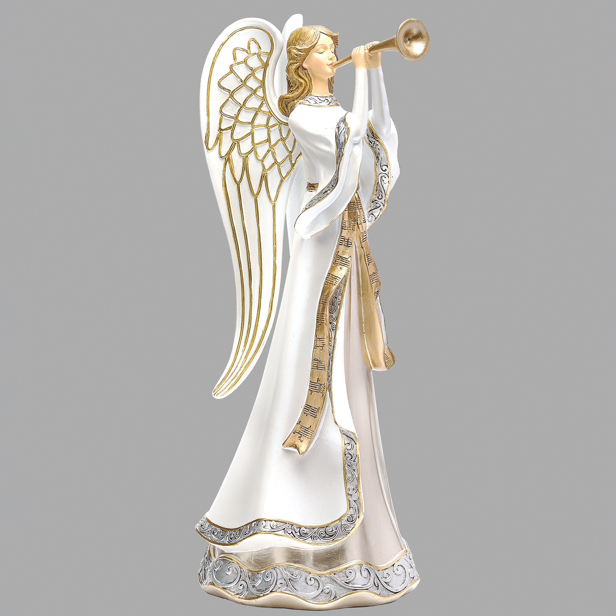 Trumpeting Silver & Gold Angel Figure