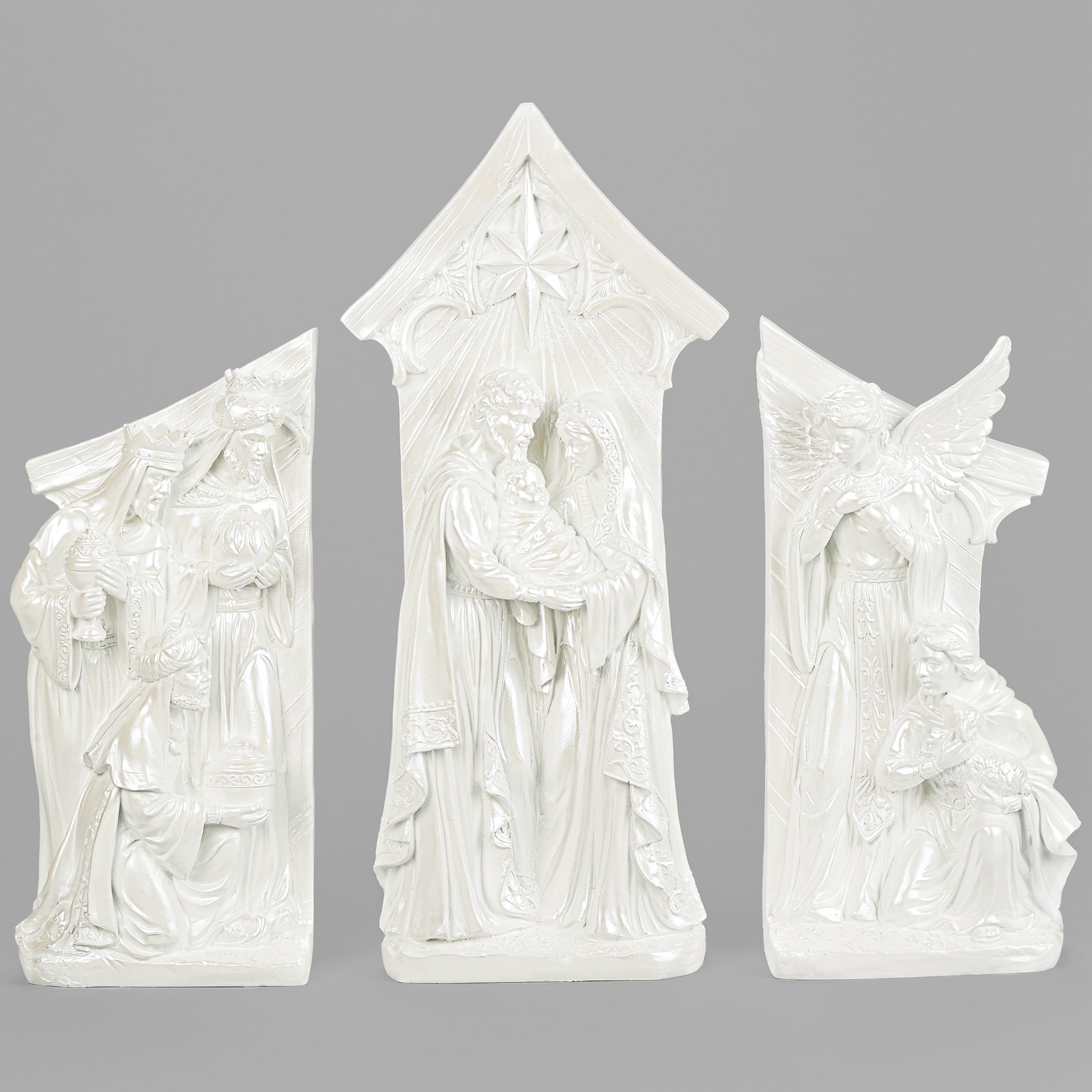 White Pearlized Nativity Set
