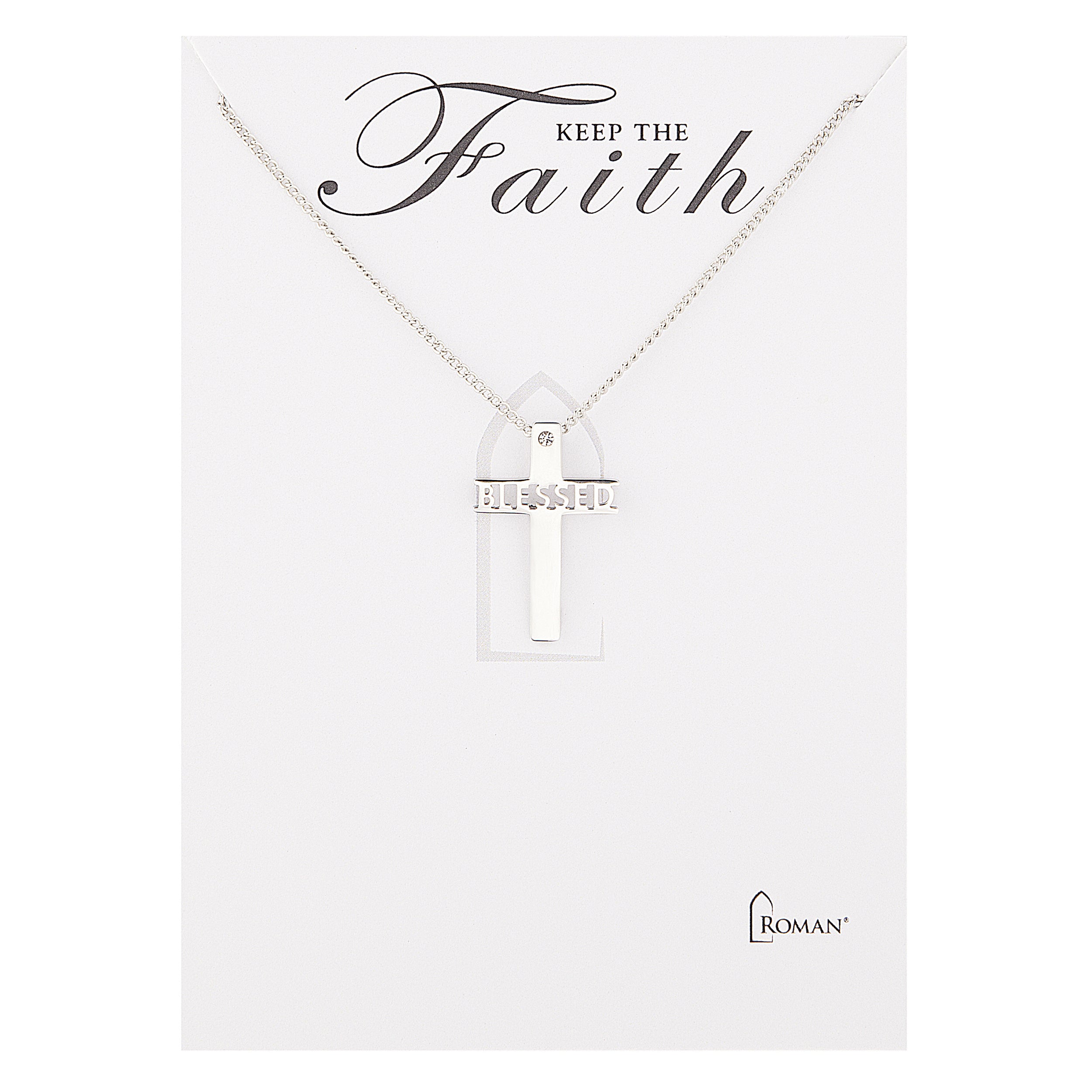 Stencil Word Cross Necklace
