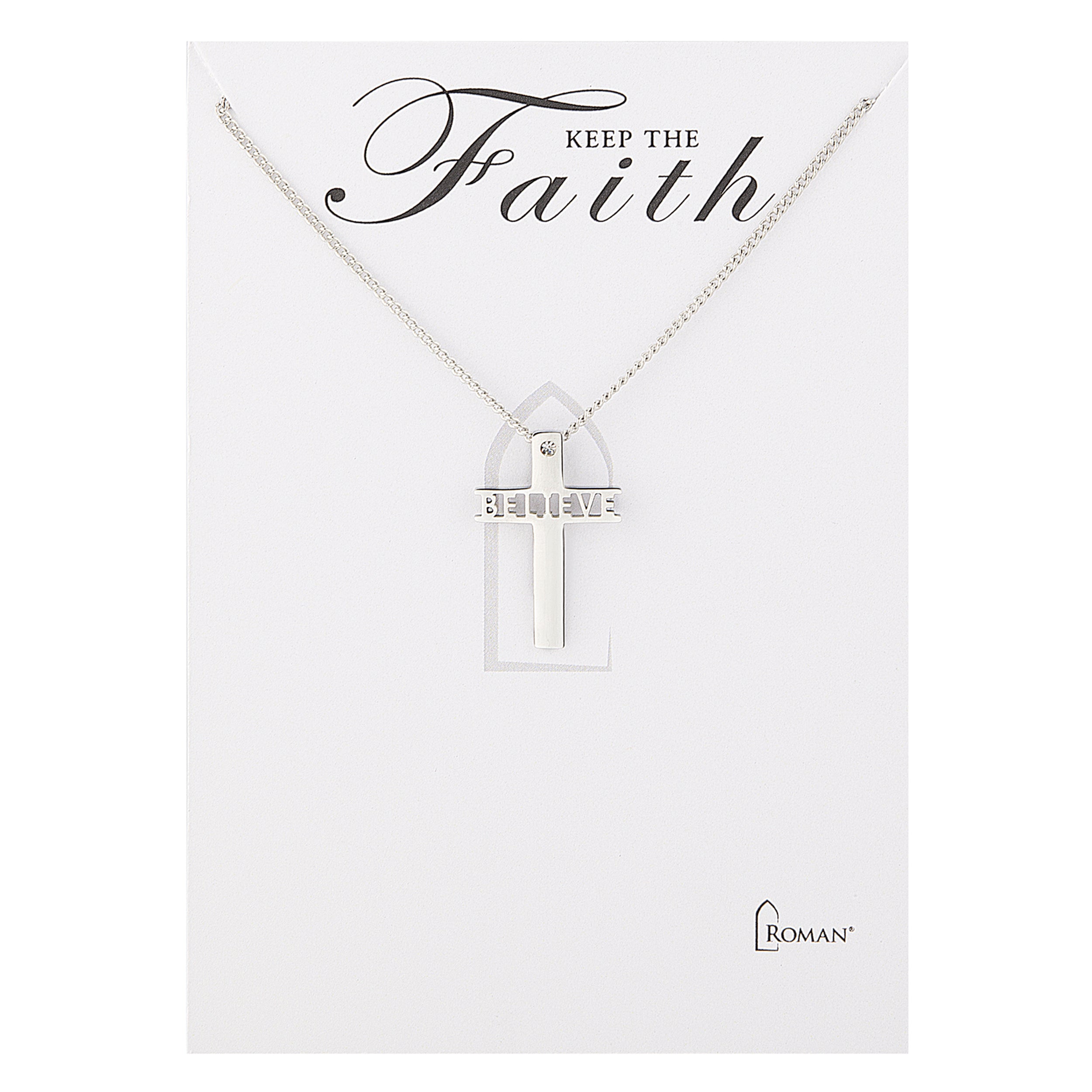 Stencil Word Cross Necklace