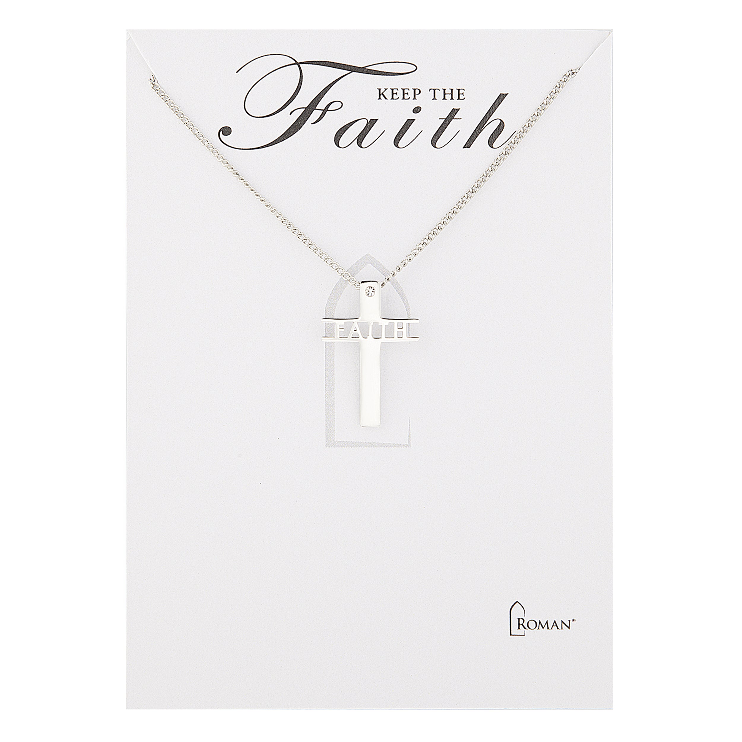 Stencil Word Cross Necklace