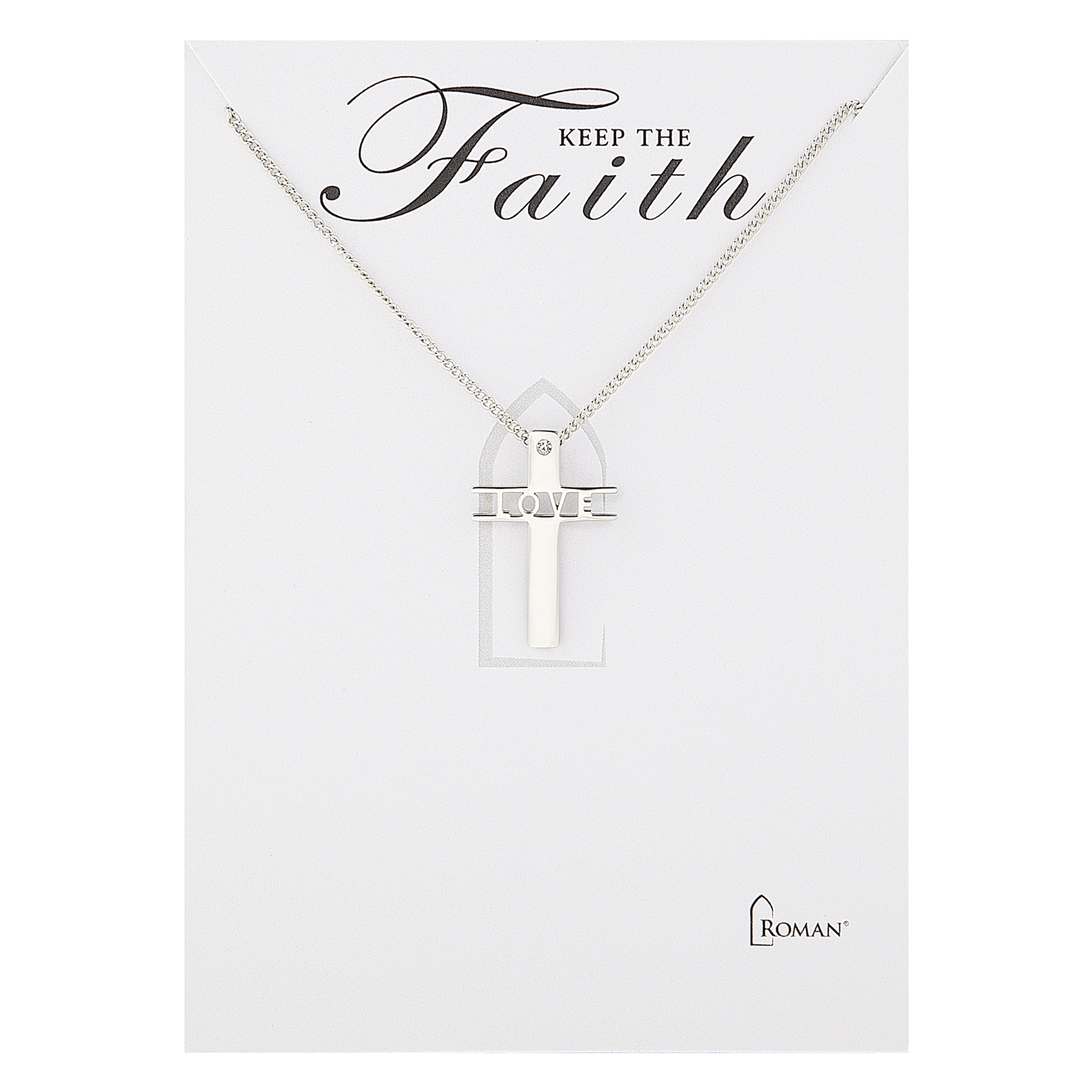 Stencil Word Cross Necklace