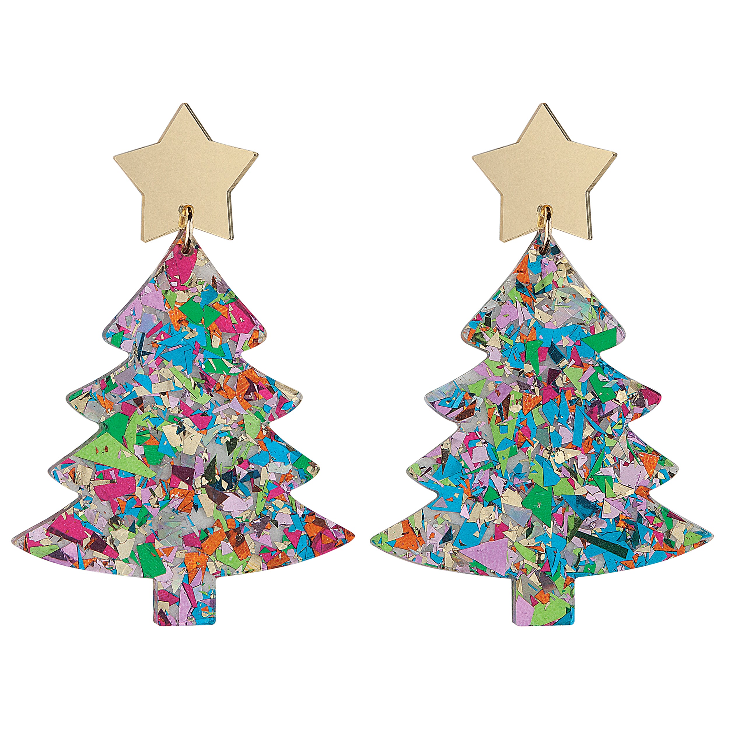 Festive Confetti Tree Dangle Earrings