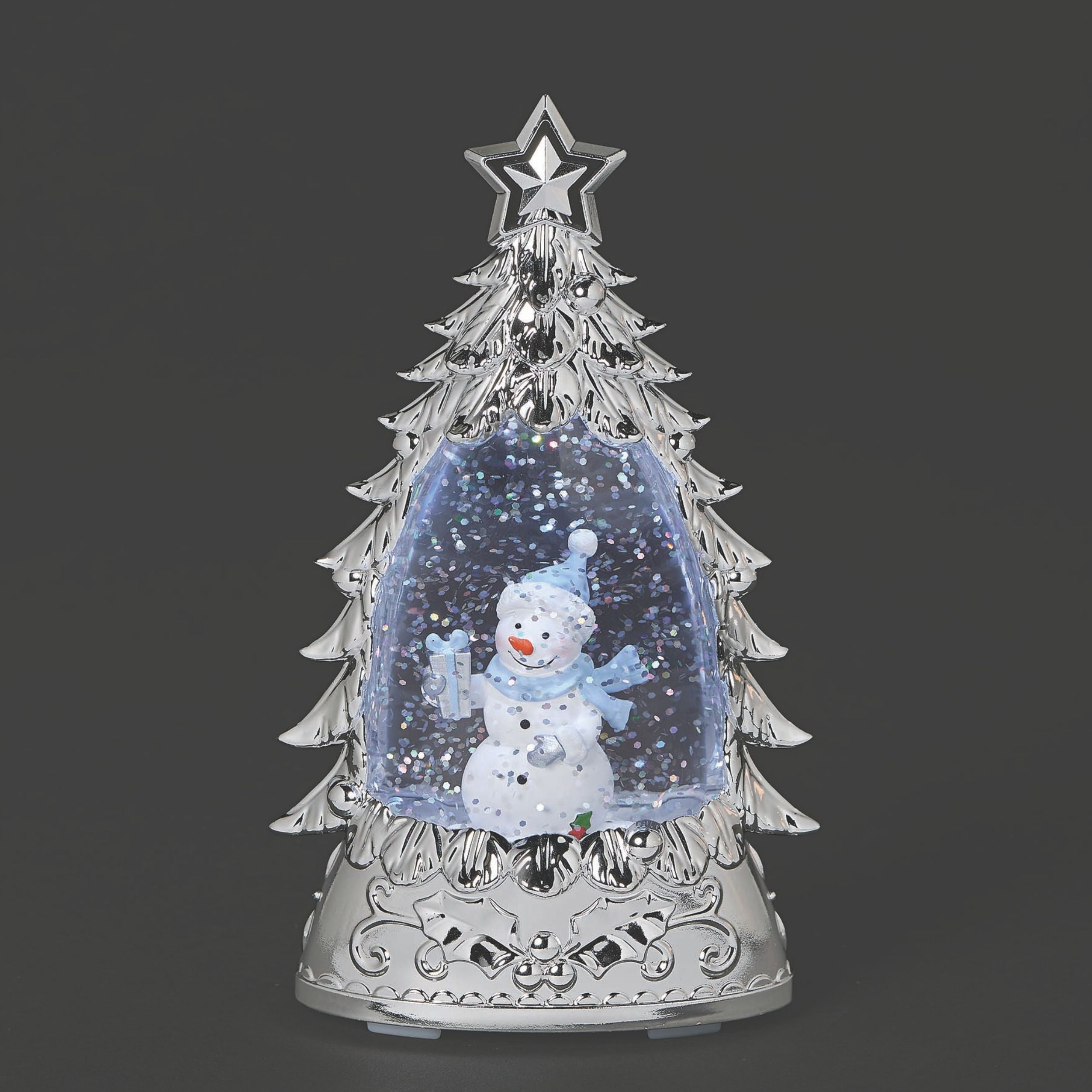 Lighted Silver Snowman Figure - Shimmering Merry Lites