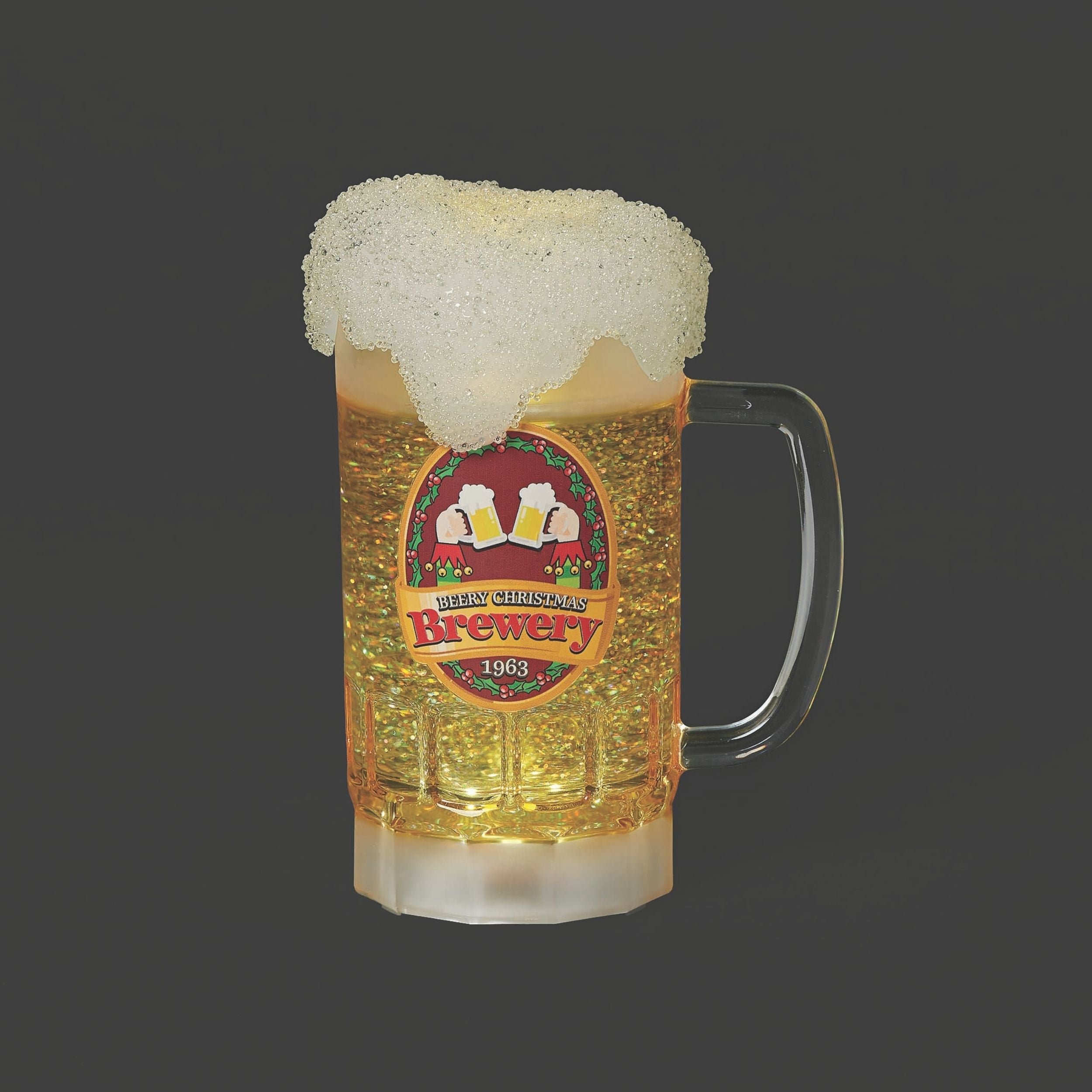 Confetti Lites Lighted Swirl Beery Xmas Beer Mug