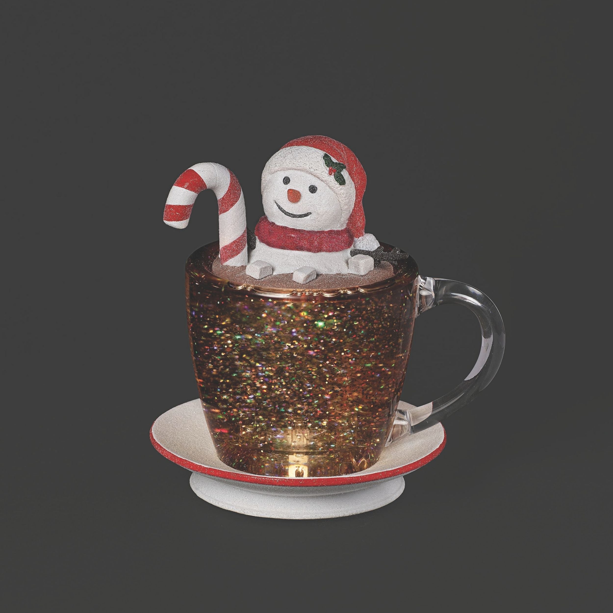 Confetti Lites Lighted Swirl Cocoa Mug with Melting Snowman